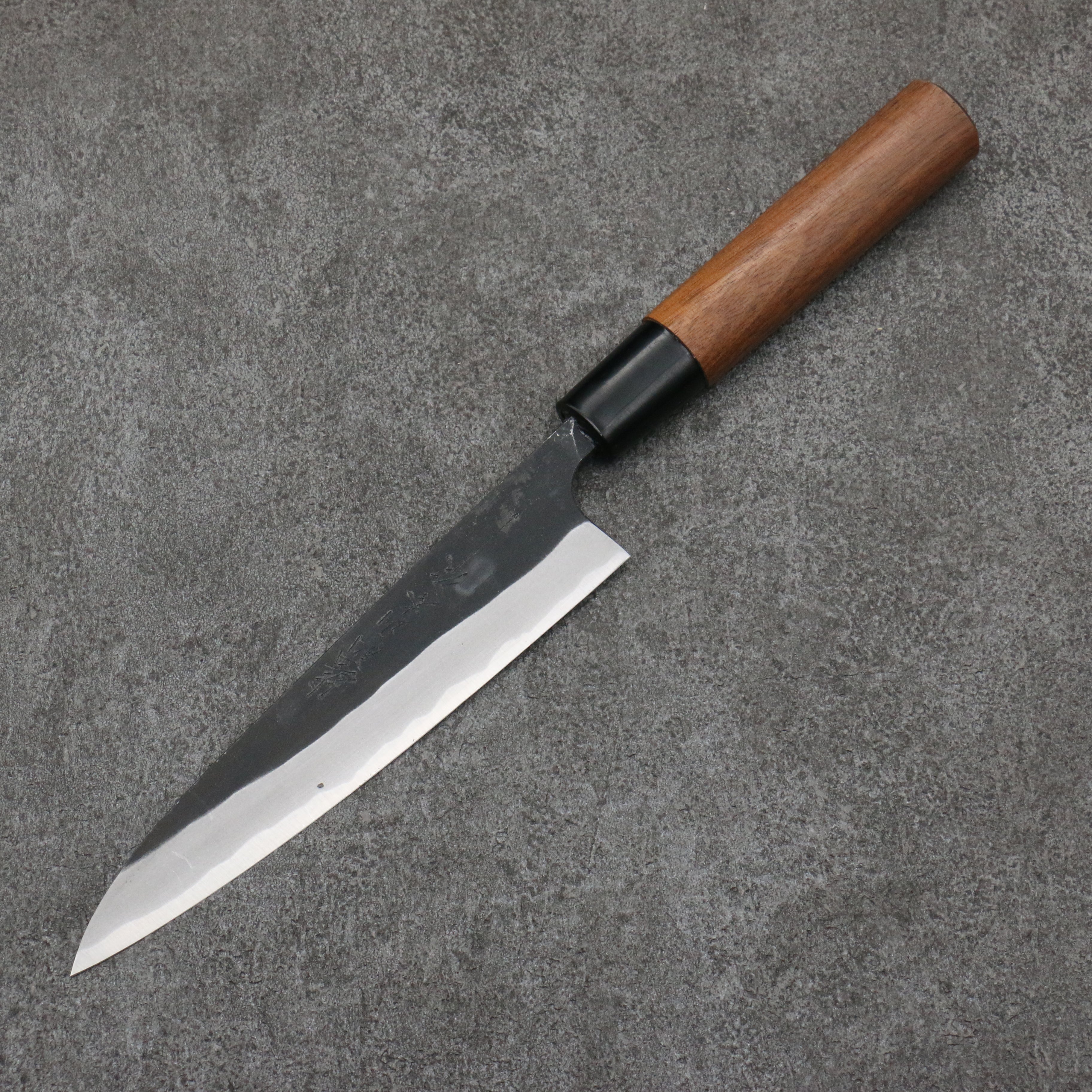 Nao Yamamoto Blue Steel Kurouchi Petty Utility Knife 150mm with Walnut Handle - Perfect for Slicing, Peeling & Precision Kitchen Tasks