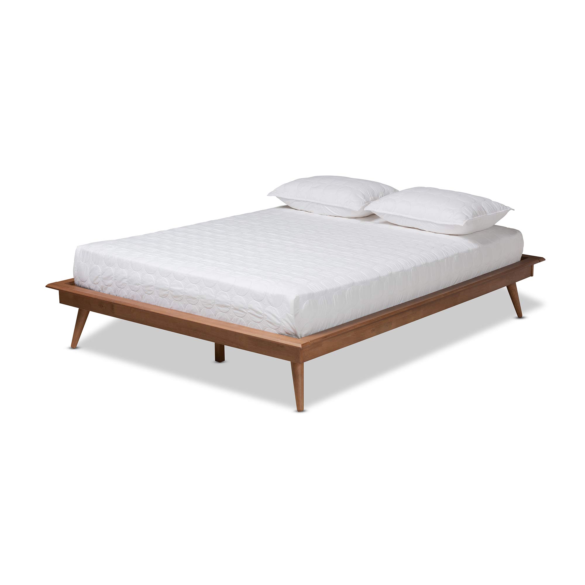 Baxton Studio Queen Size Bed Frame with Wooden Slats - Modern Brown Bedroom Furniture for Master Bedroom, Guest Room & Dorm