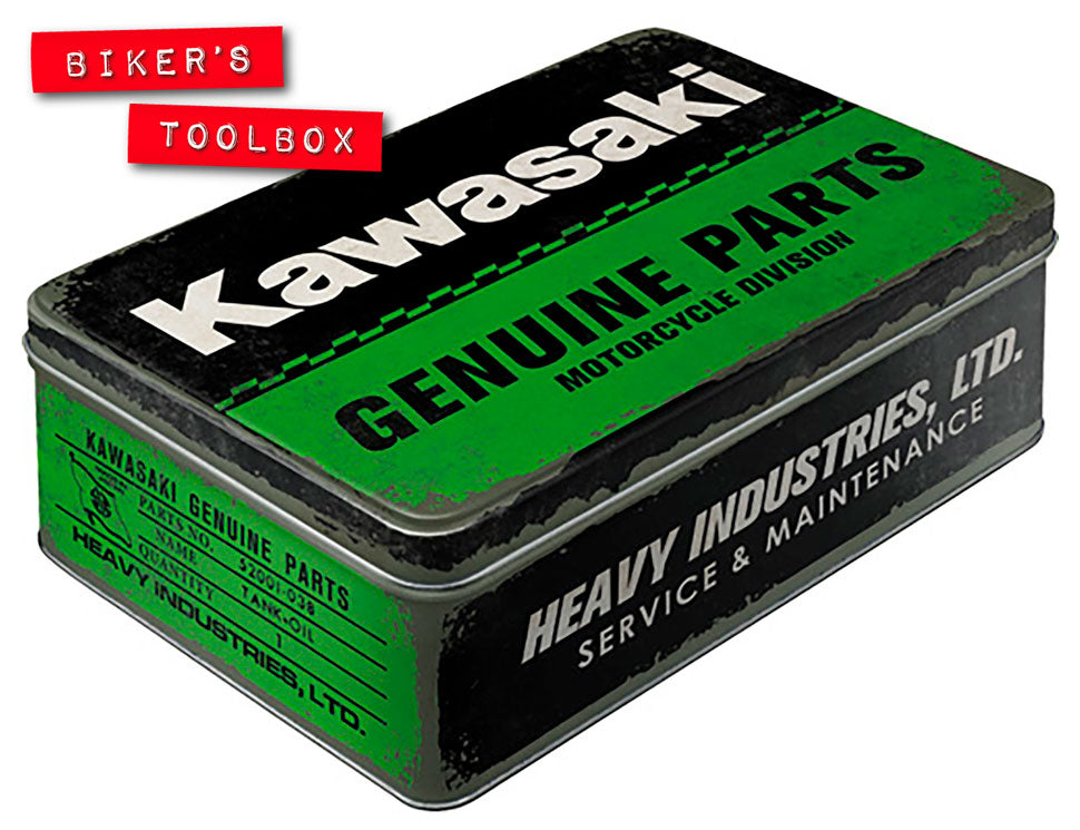 Vintage Kawasaki Metal Storage Box - Durable & Rustproof for Home, Office, Garage Organization (12