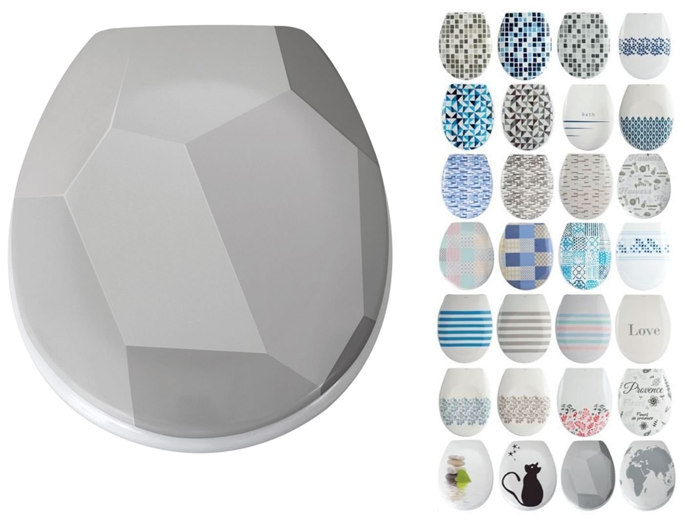MSV 141742 Soft-Close Thermoset Plastic Toilet Seat with Origami Design, 30 x 20 x 15 cm - Durable, Hygienic Bathroom Upgrade for Modern Homes