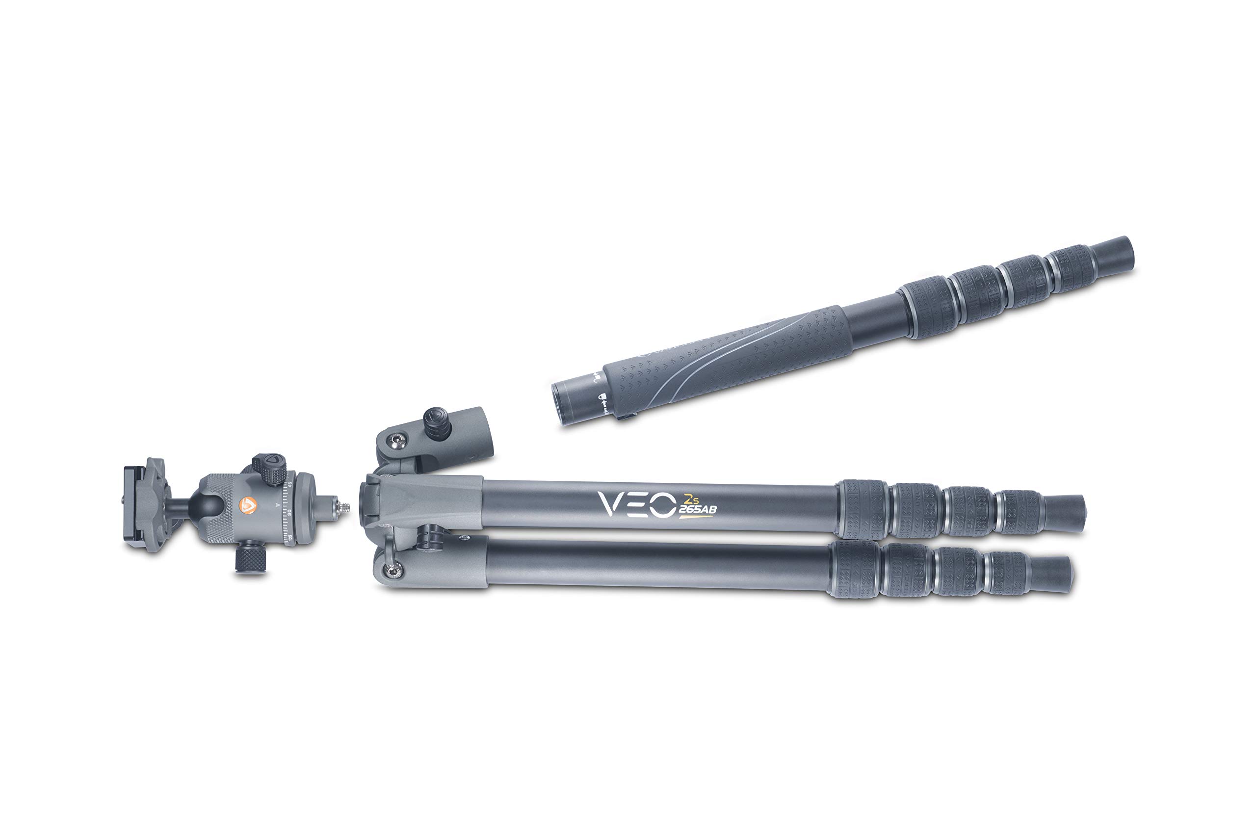Vanguard VEO 2S 265AB Lightweight Aluminum Travel Tripod with Ball Head - Convertible to Monopod, Includes Smartphone Holder, Spiked Feet & Carry Bag - Perfect for Travel Photography, Hiking & Outdoor Adventures
