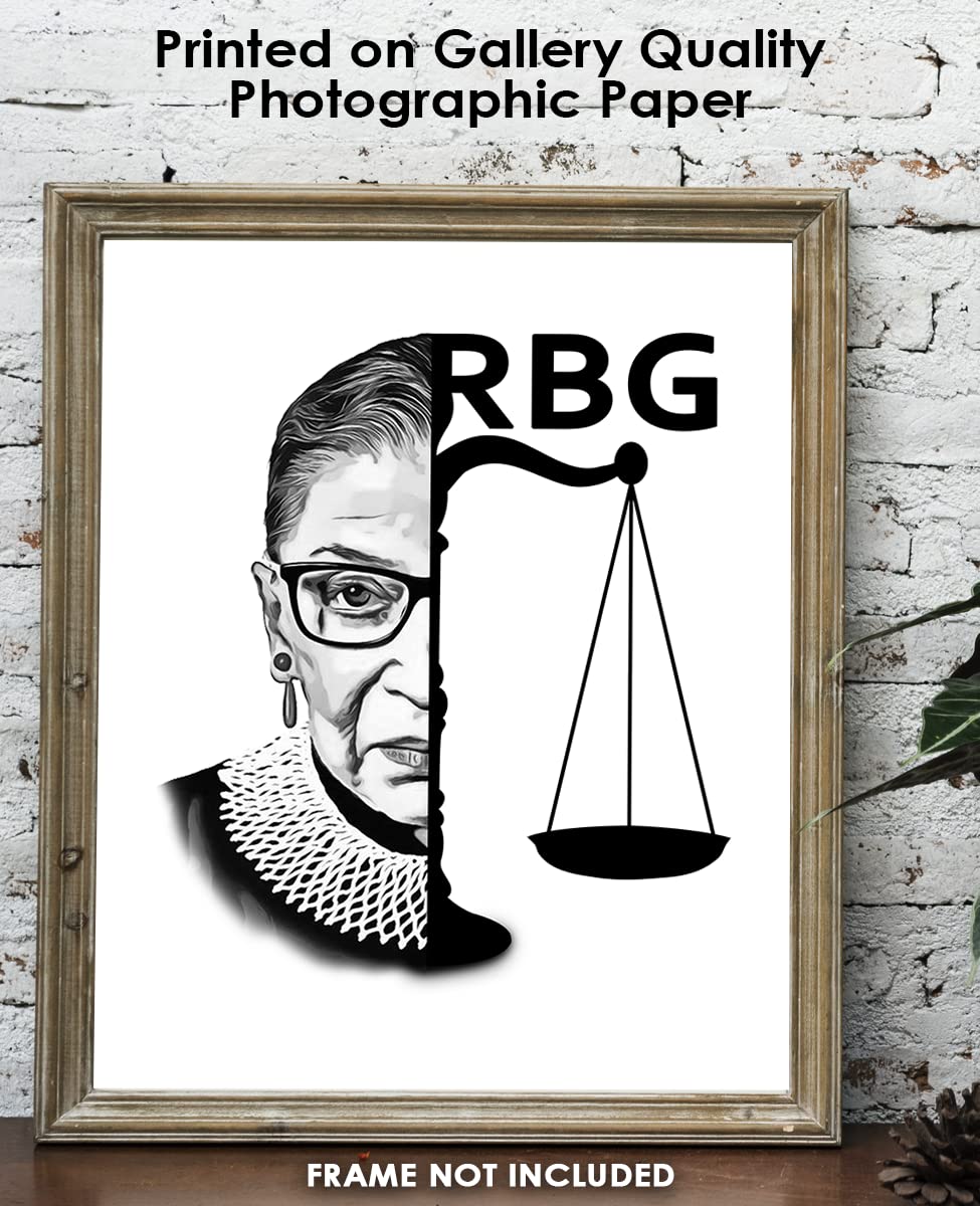 RBG Wall Art - 8x10 Inspirational Ruth Bader Ginsburg Poster, Motivational Quotes & Positive Affirmations Decor for Office, Bedroom, Living Room - Perfect Gift for Women & Men Lawyers, Feminists & Activists