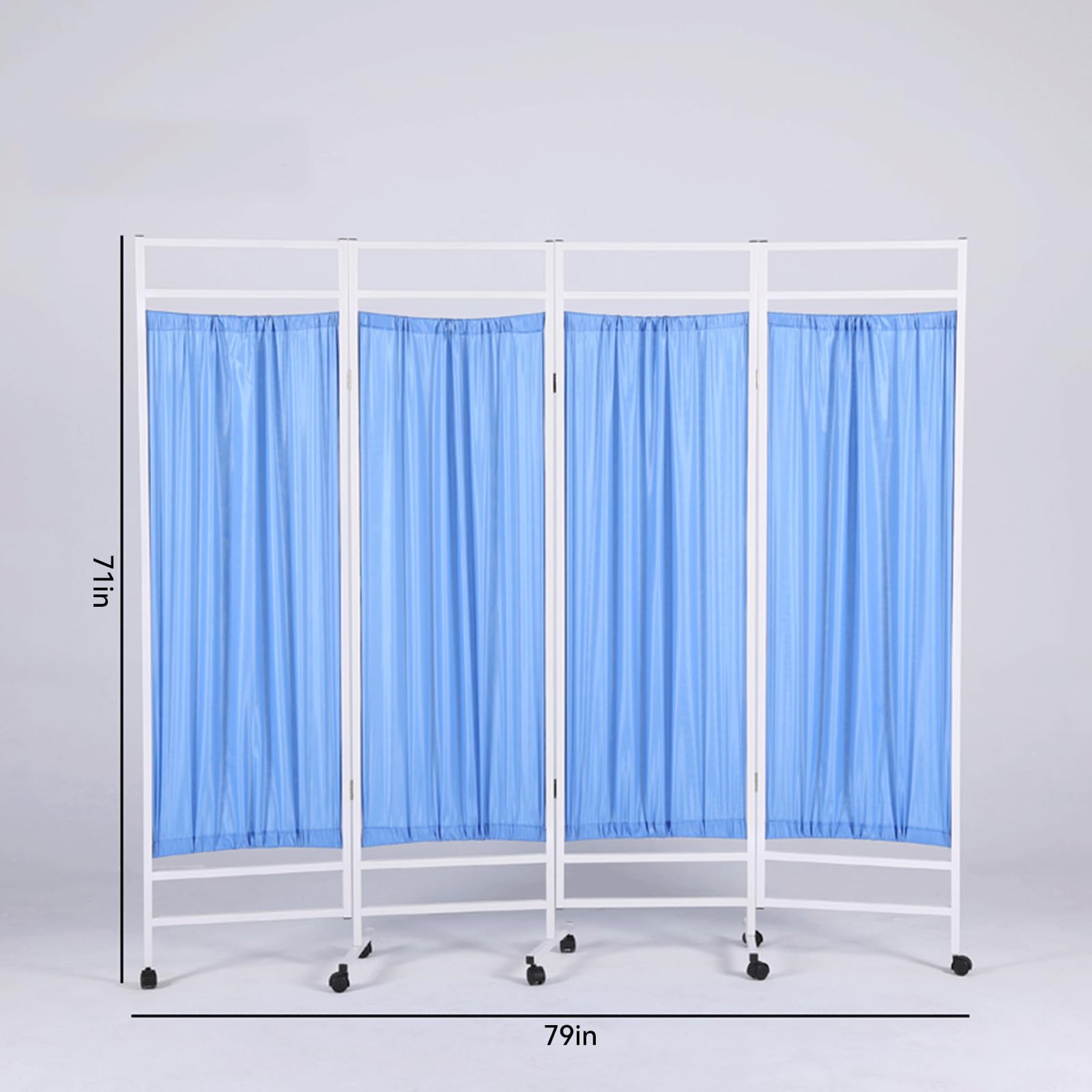 Rolling Medical Privacy Screen with Wheels - Flexible & Durable Room Divider for Hospitals & Clinics (4-Panel, Blue) - Perfect for Patient Privacy, Exam Rooms & Healthcare Facilities