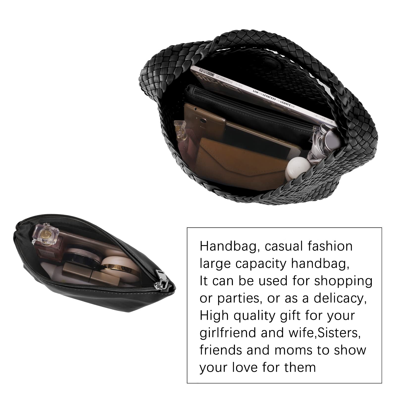 Soft Leather Woven Tote Bag for Women - Stylish Shoulder Bag for Daily Use & Shopping