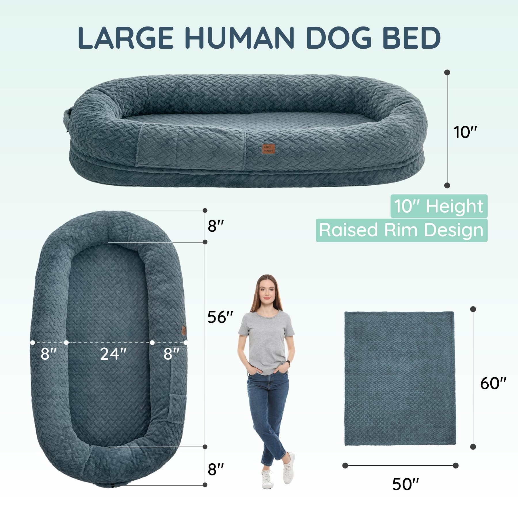 Premium Human Dog Bed for Adults - Extra Large 72