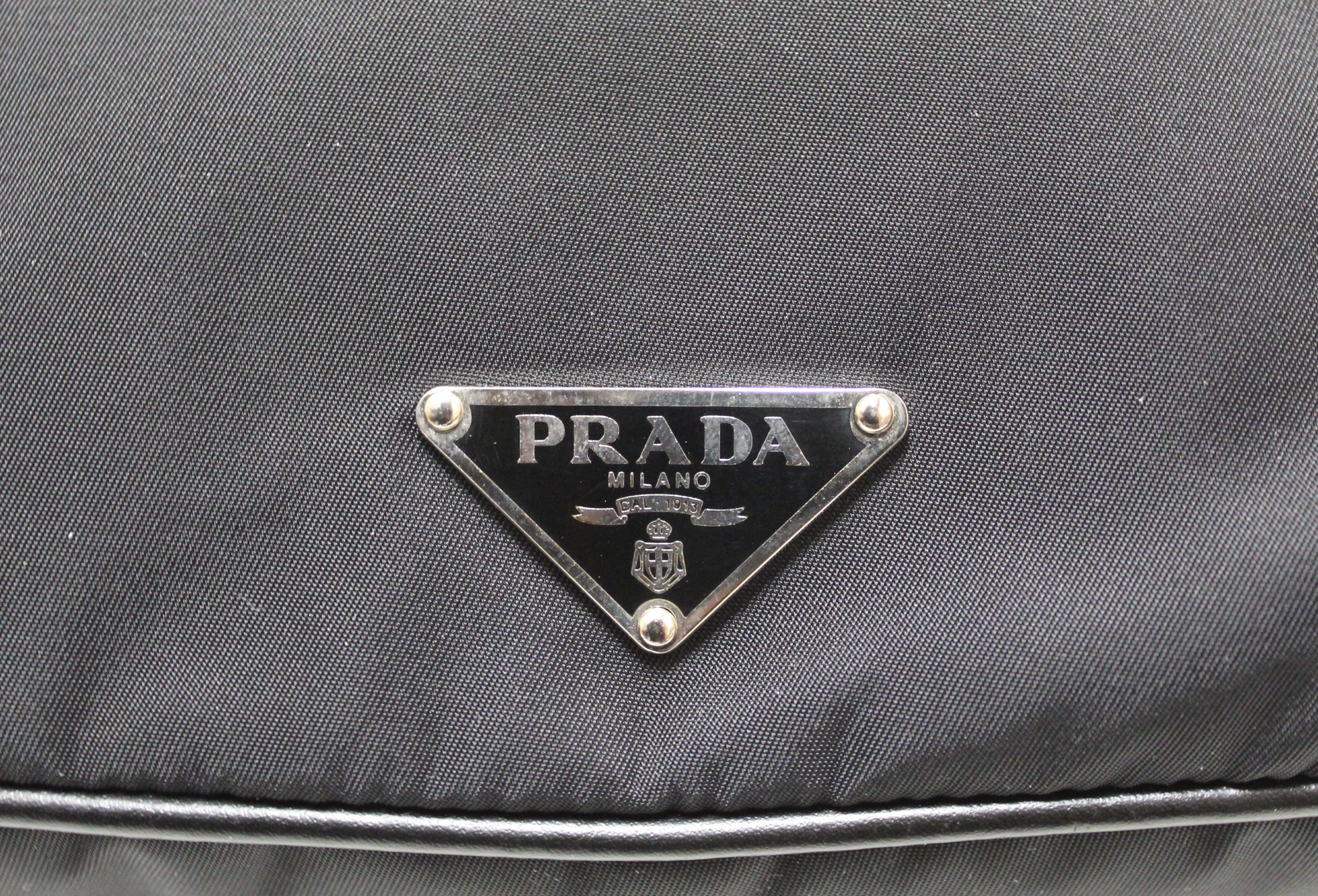 Authentic Prada Black Tessuto Soft Calf Leather & Nylon Mini Hobo Shoulder Bag for Women | Luxury Crossbody Purse for Everyday Use, Date Night & Travel Accessories