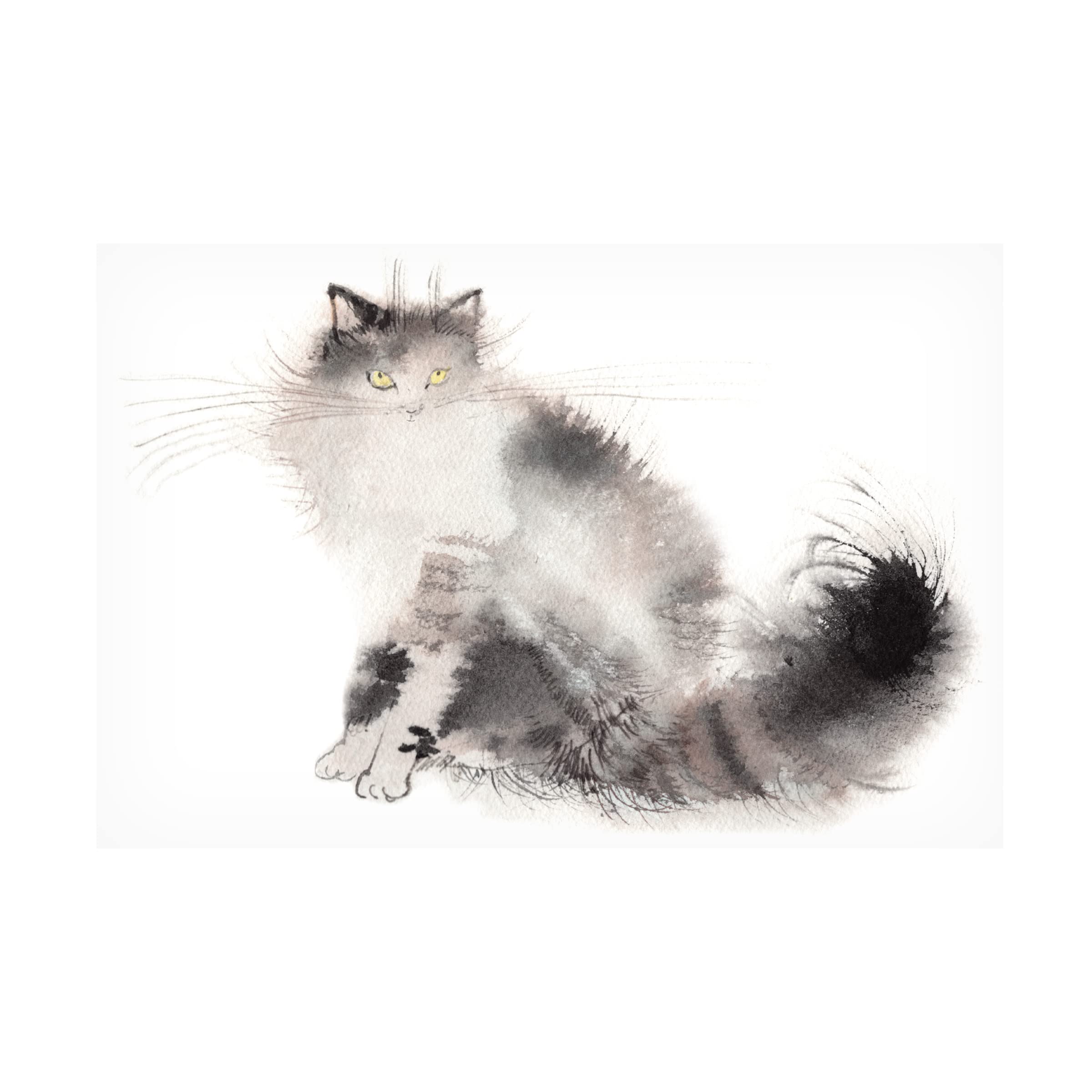 Trademark Fine Art 'Fluffy 2' Canvas Wall Art by Elena Bolgova - Hand-Painted Cat Portrait for Living Room, Bedroom & Office Decor