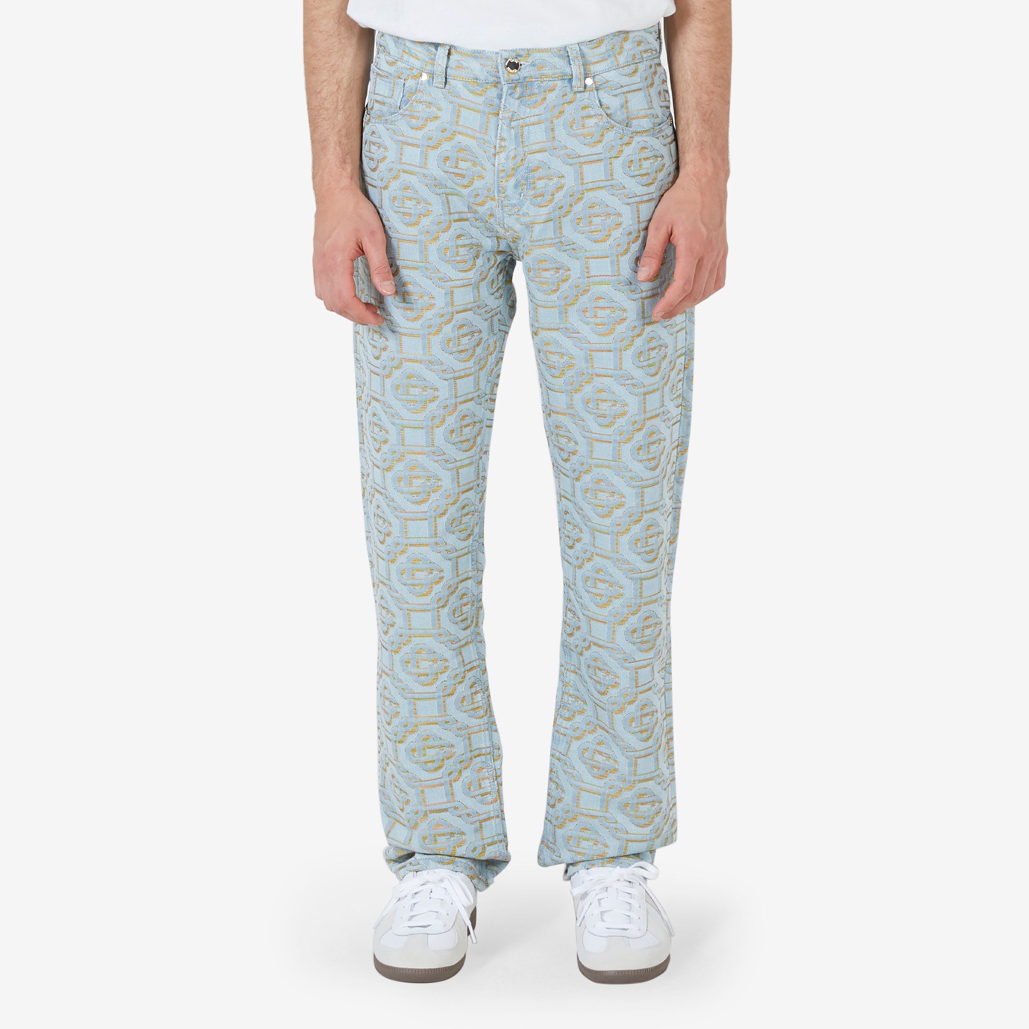Monogram Straight Leg Jeans for Women - Classic Blue Denim Pants | Perfect for Casual Wear, Office & Date Nights