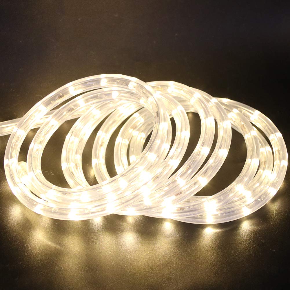 XUNATA 23FT Solar Rope Lights with 50 LED, 8 Lighting Modes, Waterproof Copper Wire - Outdoor Solar String Lights for Garden, Patio, Yard, Deck, Parties (Warm White) | Perfect for Wedding, Christmas, Halloween Decorations & Backyard Lighting