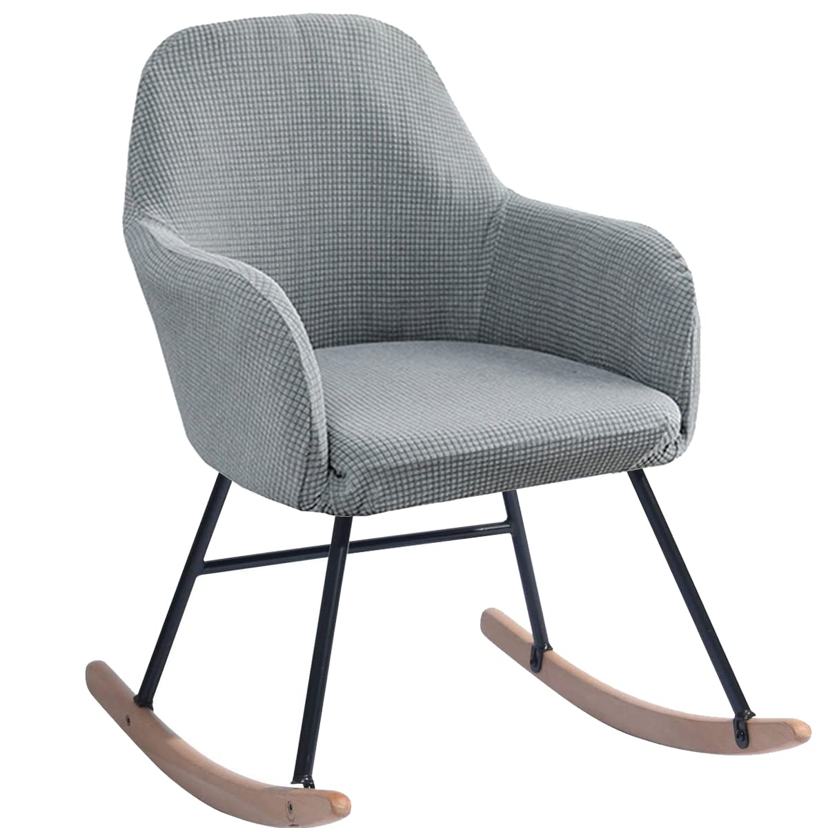 Stretch Rocking Chair Slipcovers with Arms - High Back Accent Living Room Lounge Chair Covers - 4PCS Silver Grey Furniture Protector for Bedroom, Dining Room & Relaxation - Perfect for Home Decor and Comfortable Seating