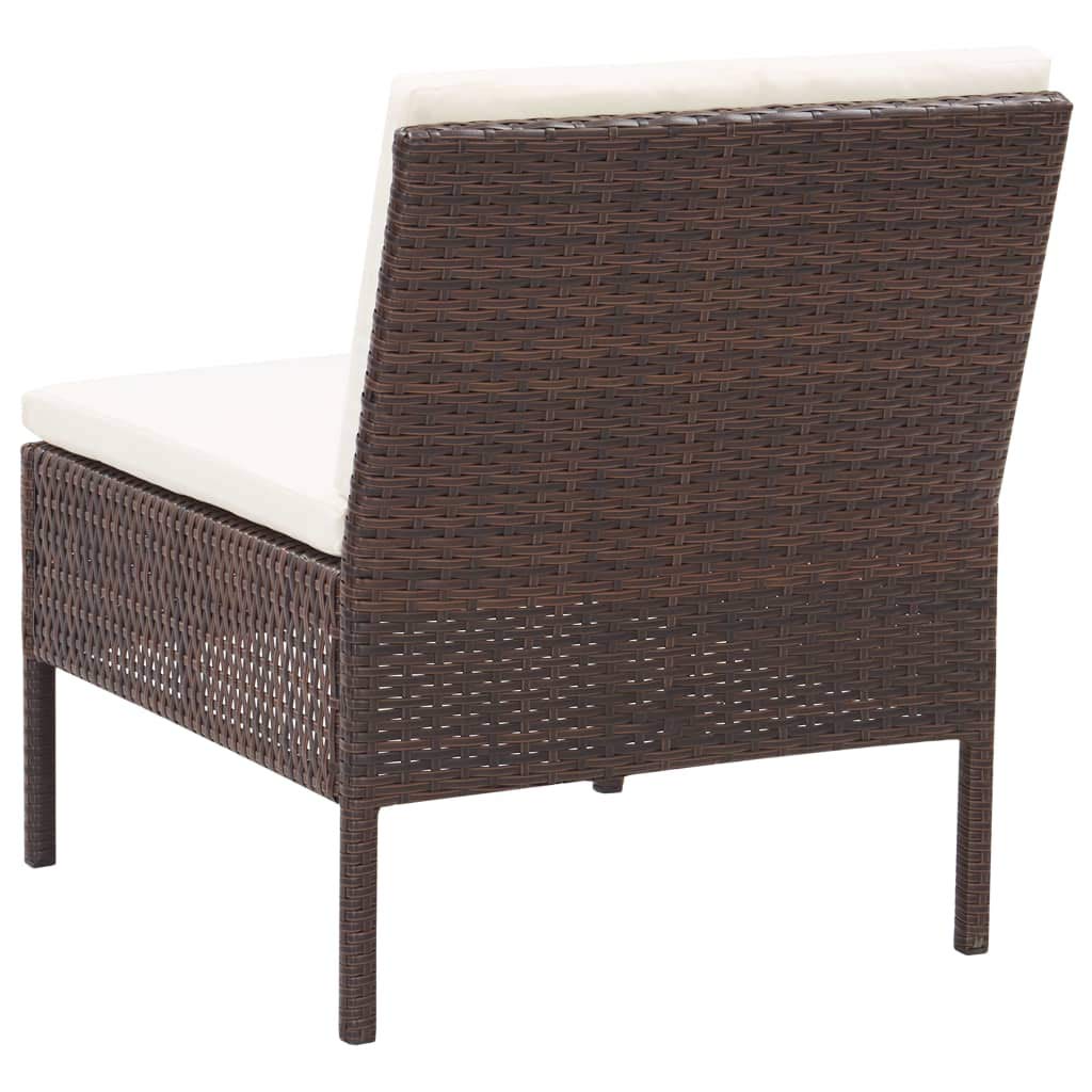 5-Piece Brown Poly Rattan Garden Sofa Set with Cushions & Coffee Table - Lightweight Outdoor Patio Furniture for Lounge, Backyard, Poolside & Garden Relaxation