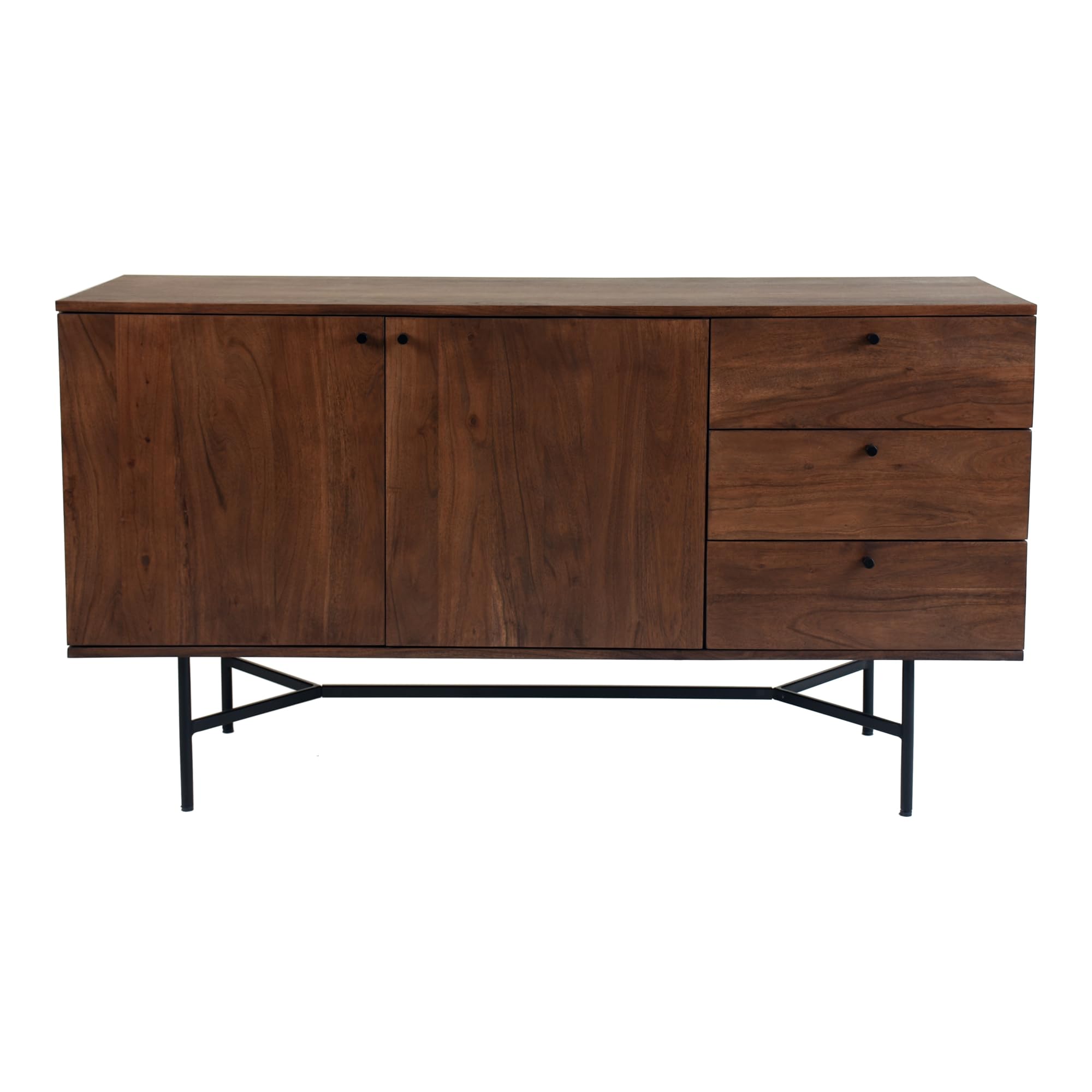 Moe's Home Collection Beck Sideboard - Modern Wood Buffet Cabinet with 2 Doors & 4 Drawers for Dining Room Storage | Perfect for Farmhouse, Living Room & Entryway Organization