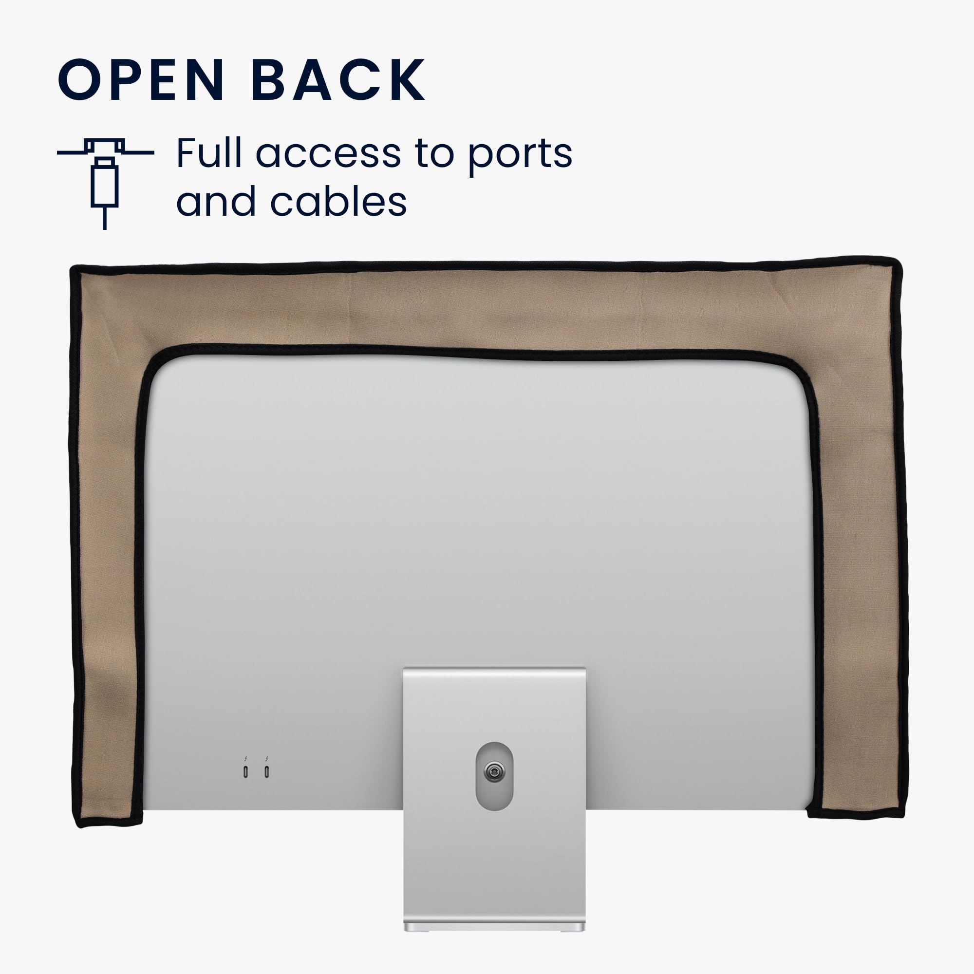 kwmobile Neoprene Dust Cover for 24-26 Inch Monitors - Computer Screen Protector & Display Case in Beige - Perfect for Home Office, Gaming Setup, and Workspace Protection