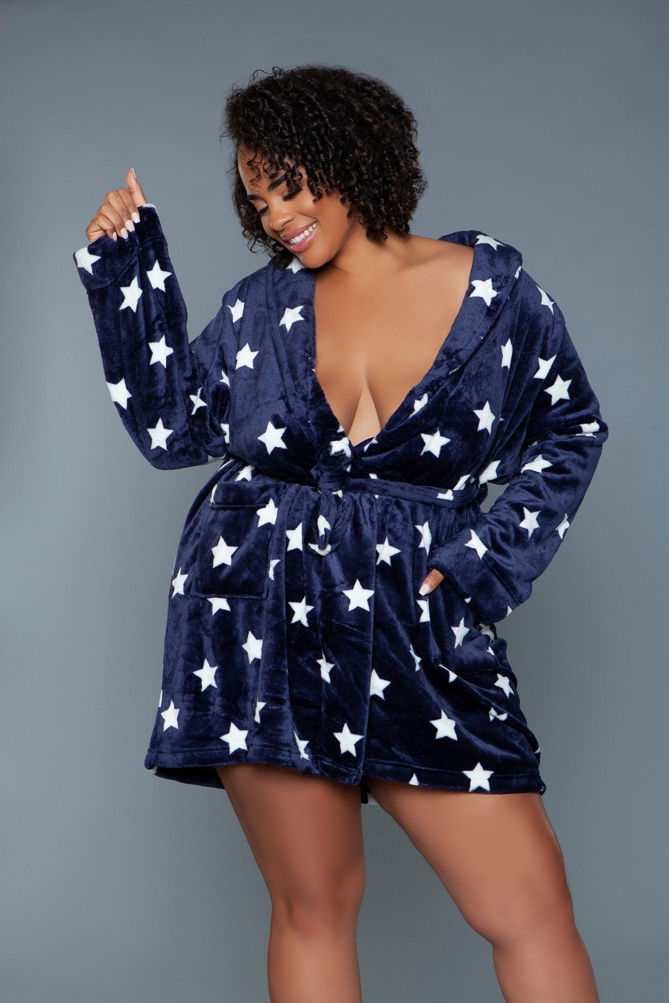 BeWicked Women's Kaylee Robe 2259 - Sexy Lingerie Robe for Women, Soft Satin Kimono with Lace Trim, Plus Size Nightwear - Perfect for Boudoir, Bridal Shower & Romantic Nights