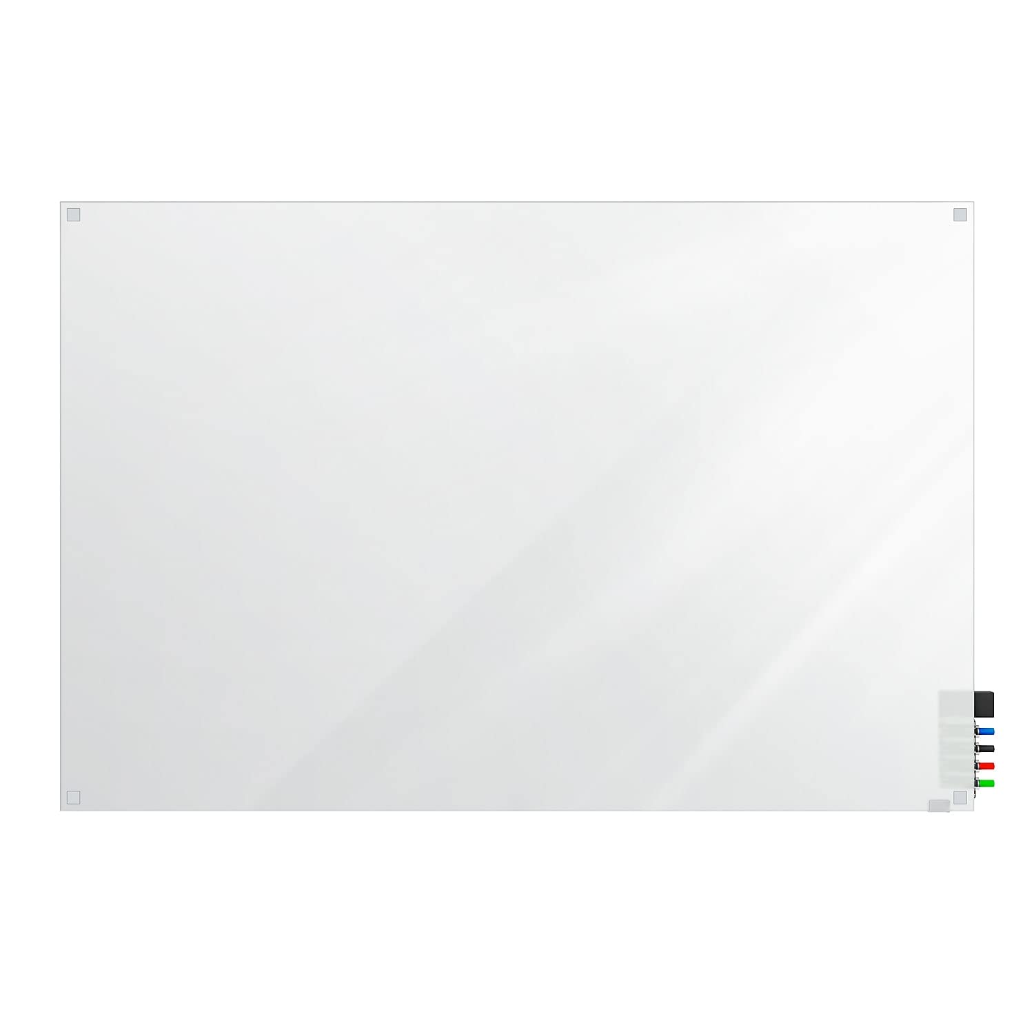 3'x4' Frosted Glass Whiteboard with Square Corners - Includes 4 Markers & Eraser - Perfect for Home Office, Classroom, and Conference Room Organization