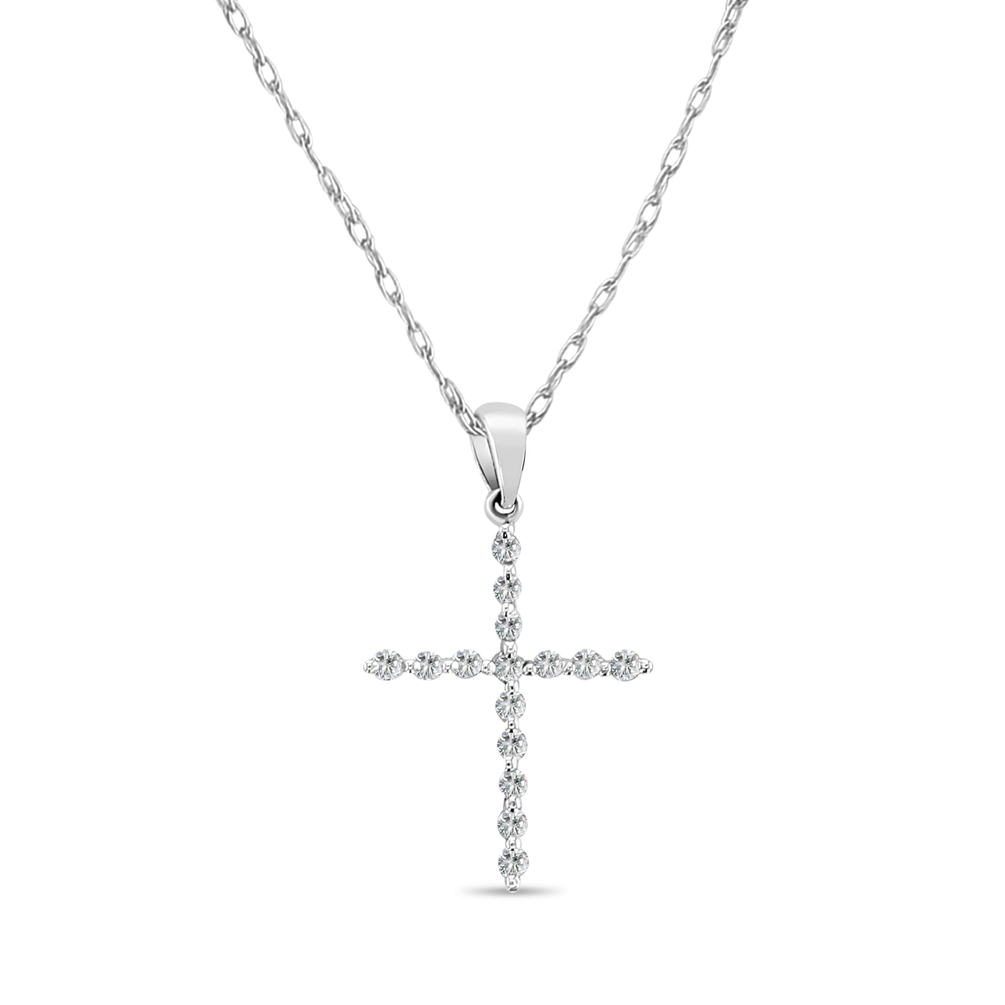 0.25 Carat Diamond Cross Pendant Necklace for Women - Elegant 14K Gold Religious Jewelry Gift for Baptism, Confirmation & Everyday Wear