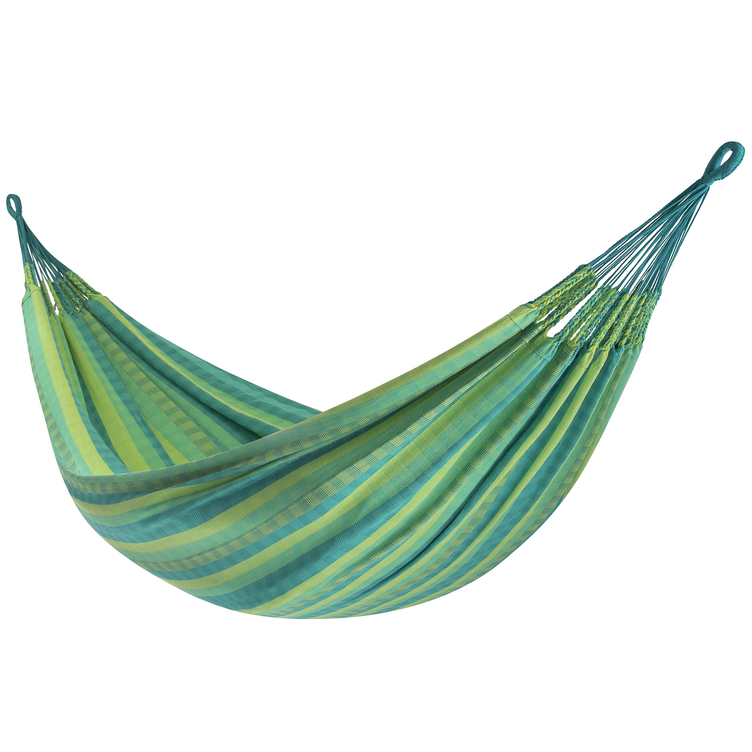 Vivere Latin Double Hammock - 100% Cotton Outdoor Hammock for 2 Adults, 450 lb Capacity - Green (Viridis) - Perfect for Backyard, Camping & Beach Relaxation