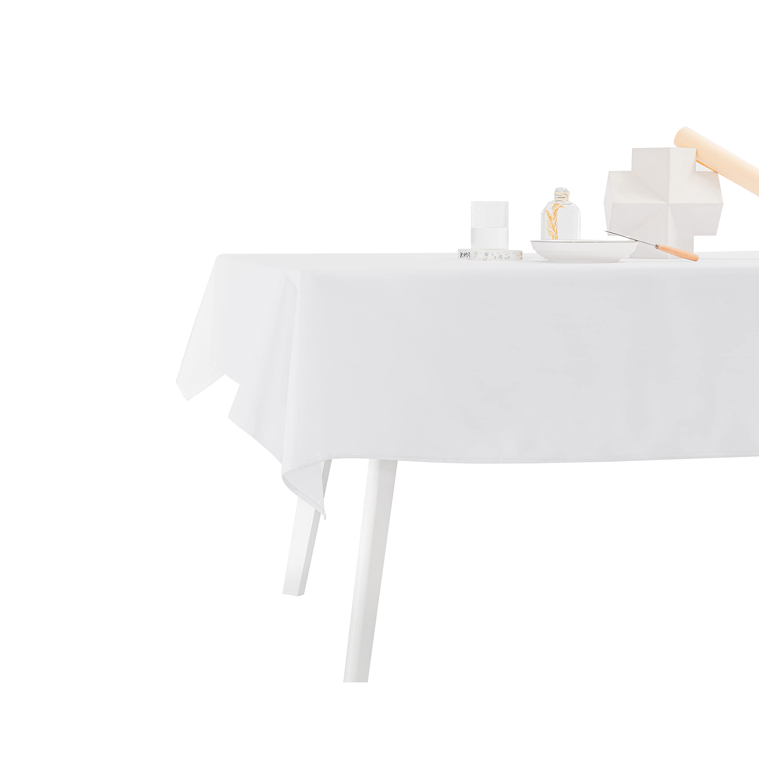 Premium 60x60 Inch Heavy Duty White Tablecloth - Heat Resistant, Washable Square Table Cover for Round or Rectangular Tables - Perfect for Dining, Parties, Weddings & Restaurant Use