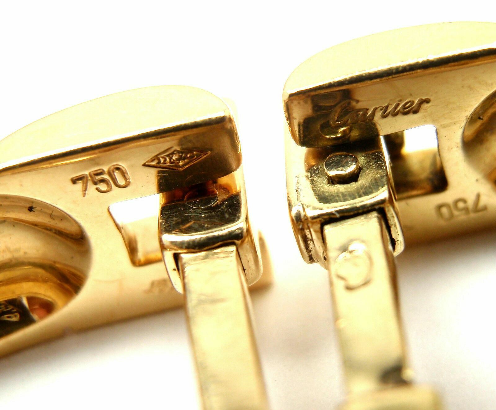Authentic Cartier Panthere Maillon 18k Yellow Gold Stirrup Cufflinks for Men - Luxury Gift for Weddings, Business & Formal Occasions