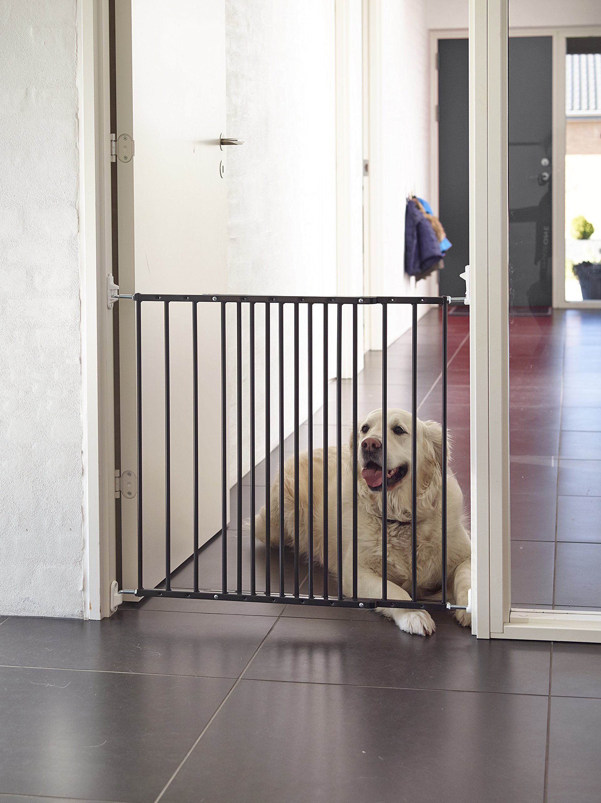 Scandinavian Pet Design SPD Wide Extending Pet Gate for Dogs & Cats - Adjustable Safety Barrier (Black) - Perfect for Doorways, Stairs & Hallways