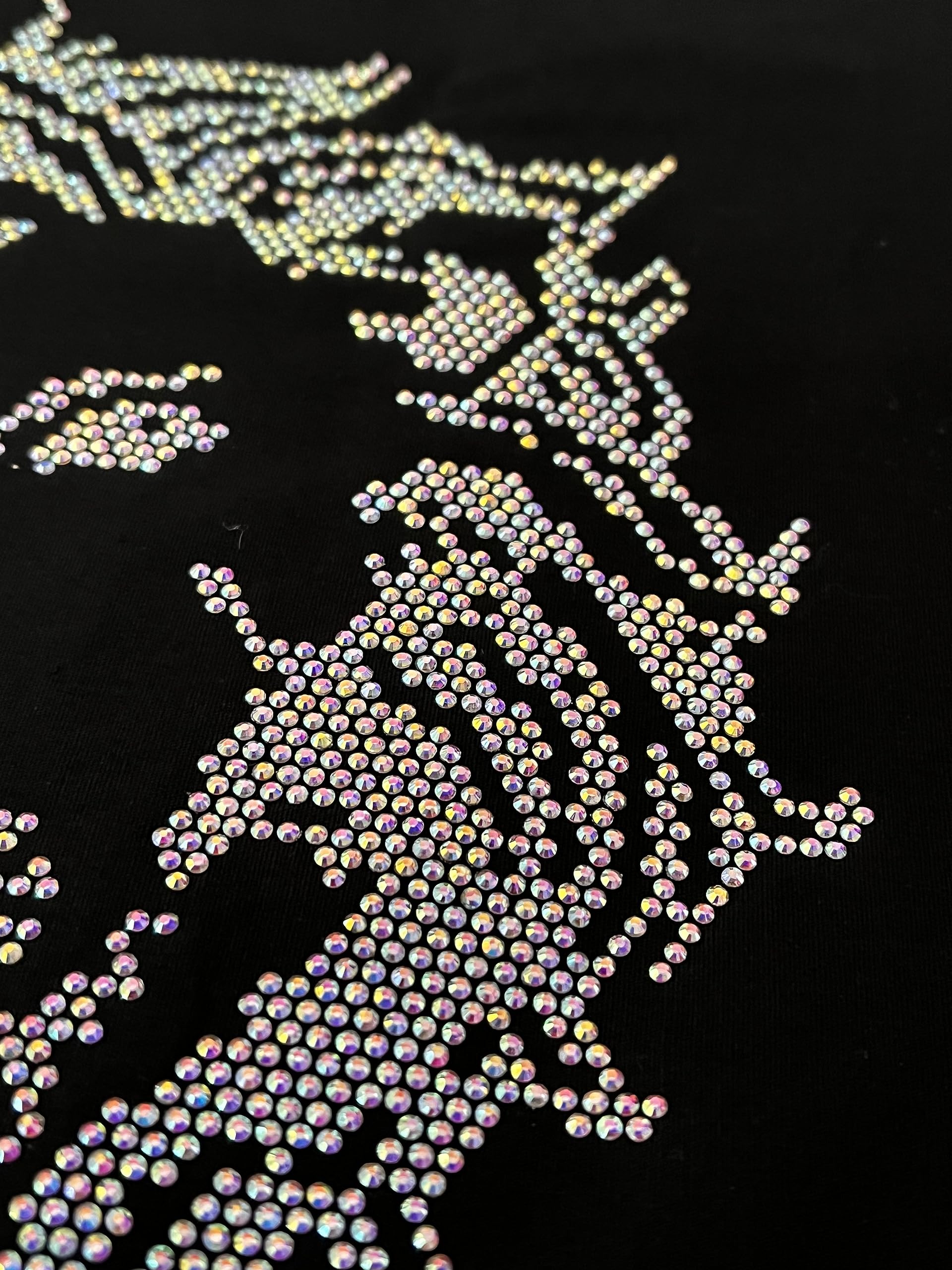 Rhinestop AB Crystal Lion Iron-on Rhinestone Patch - DIY Clothing Decoration for Jackets, Hats, Bags & Costumes