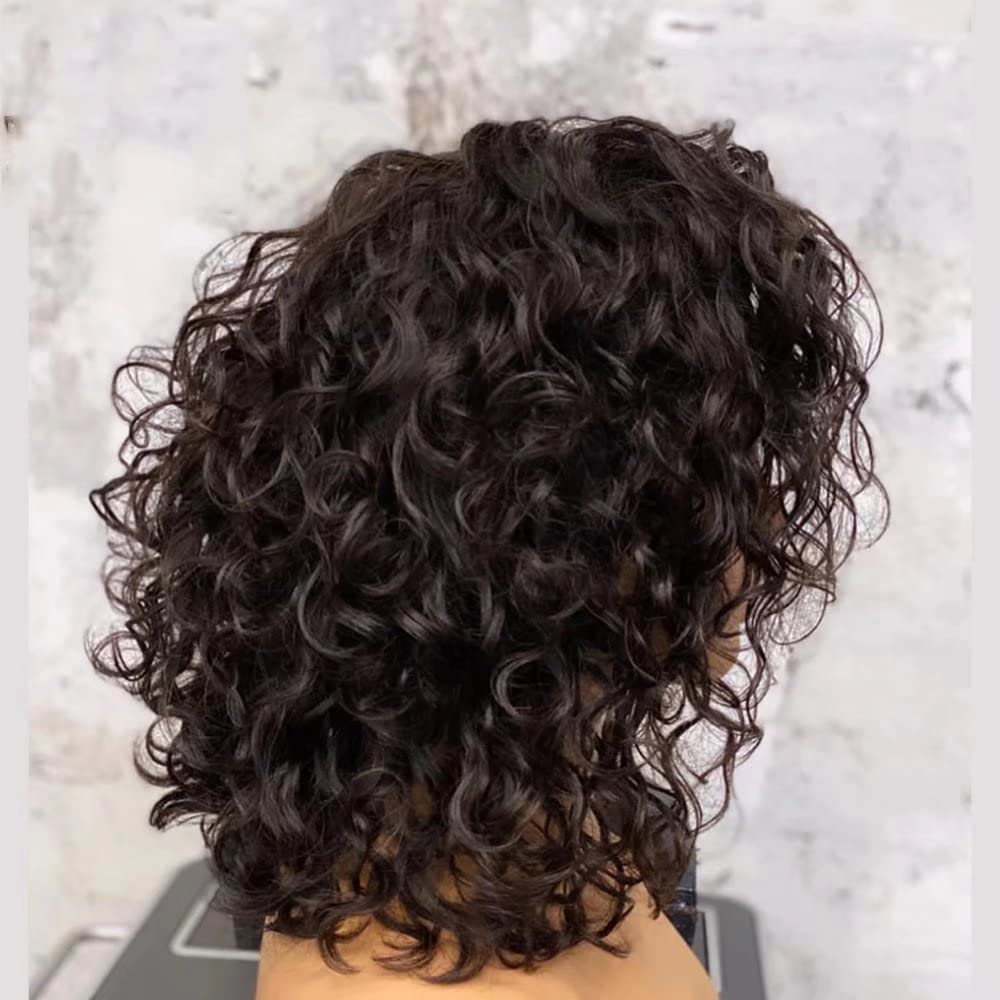 13x6 HD Transparent Lace Front Wig - Brazilian Human Hair Short Loose Deep Wave Bob Cut | Pre-Plucked Baby Hair | 8 Inch Pixie Curly Wig for Black Women - Perfect for Daily Wear, Parties & Special Occasions
