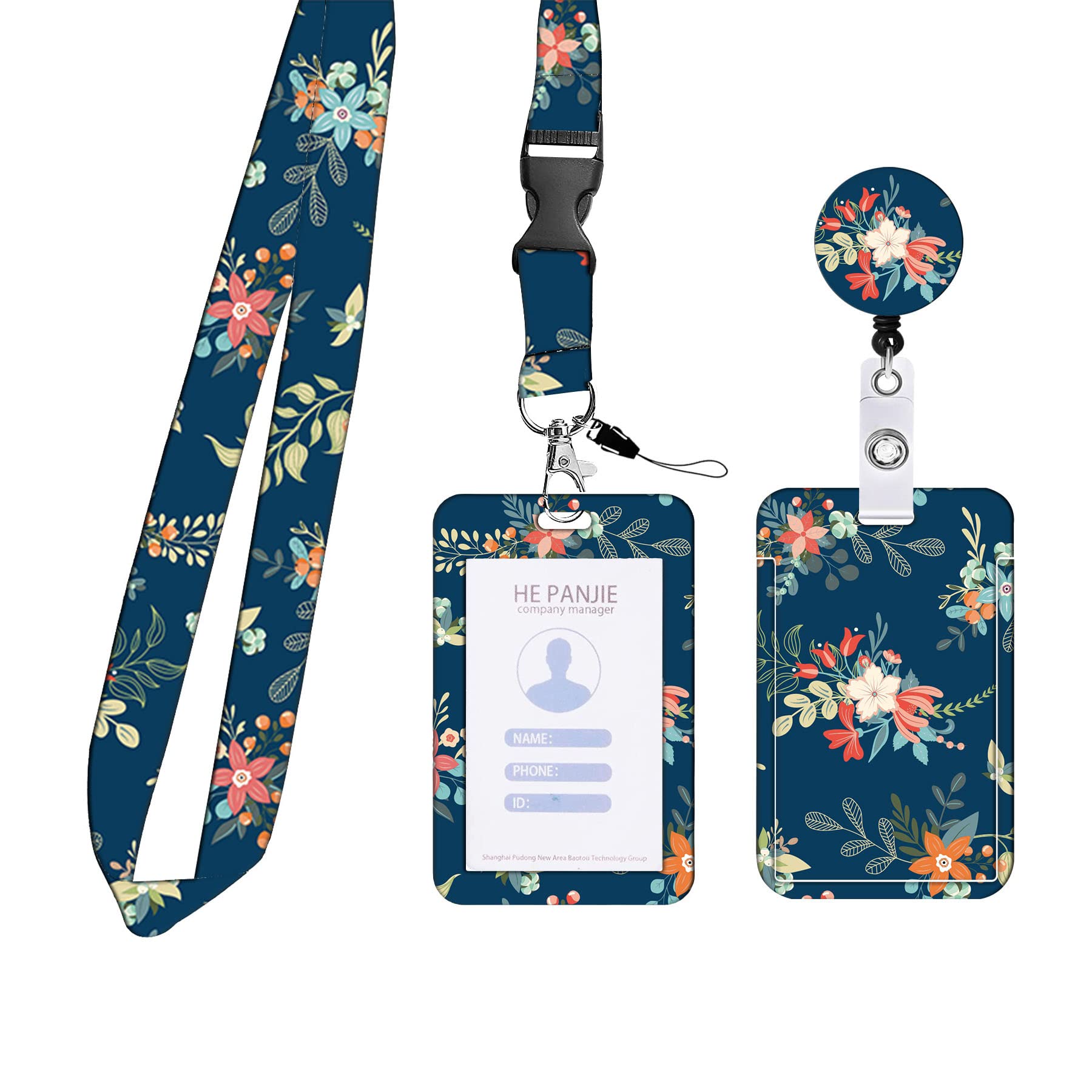 Cute Retractable Badge Holder with Neck Strap - Secure ID Card Protector for Women Professionals, Nurses, Doctors & Teachers (Navy Blue) | Perfect for Hospitals, Offices & Schools
