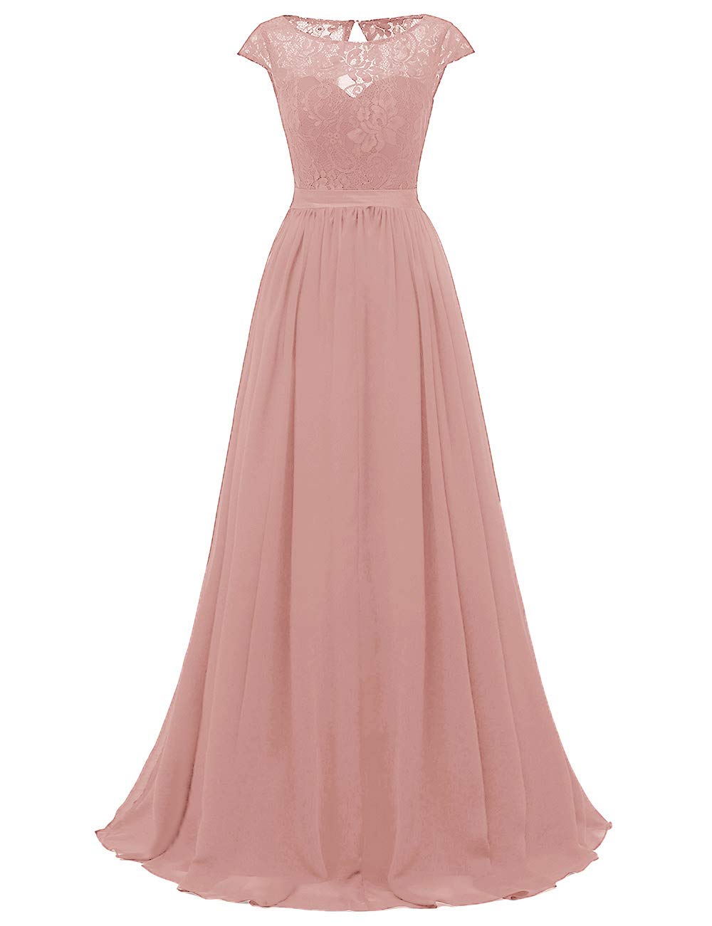 Molisa Elegant Cap Sleeve Lace Bridesmaid Dress - Long Chiffon A-Line Prom Gown for Weddings, Formal Evenings & Special Occasions