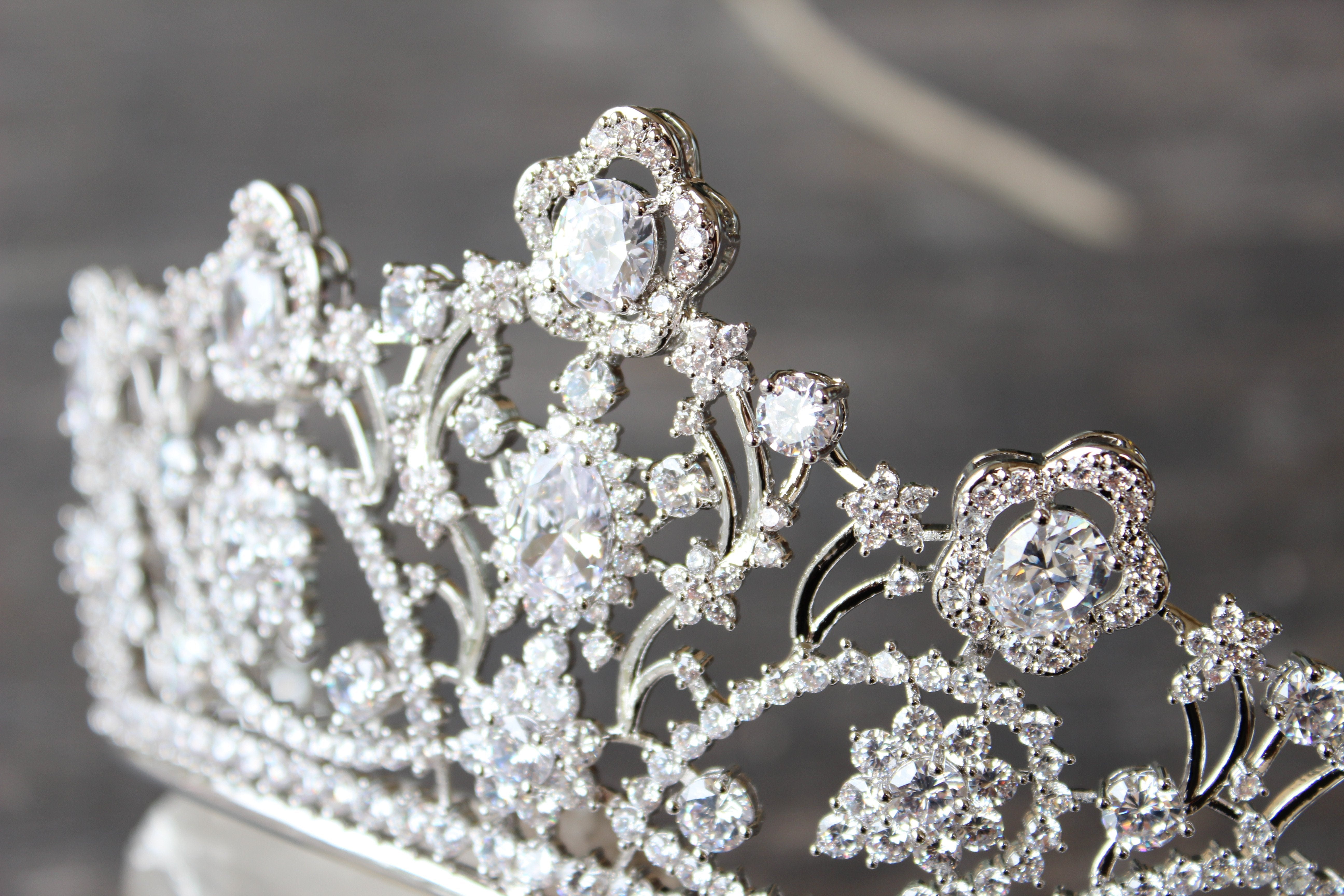 PAIGE Simulated Diamond Bridal Tiara - Sparkling Wedding Crown for Bride, Princess Style Headpiece for Bridal Shower, Bachelorette Party & Special Occasions