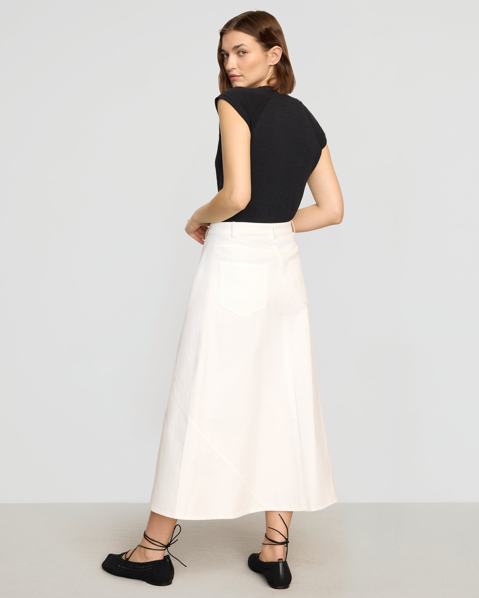 Stylish Nava Cotton Twill Flared Skirt for Women | Comfortable A-Line Midi Skirt | Perfect for Office, Casual Outfits & Summer Dresses