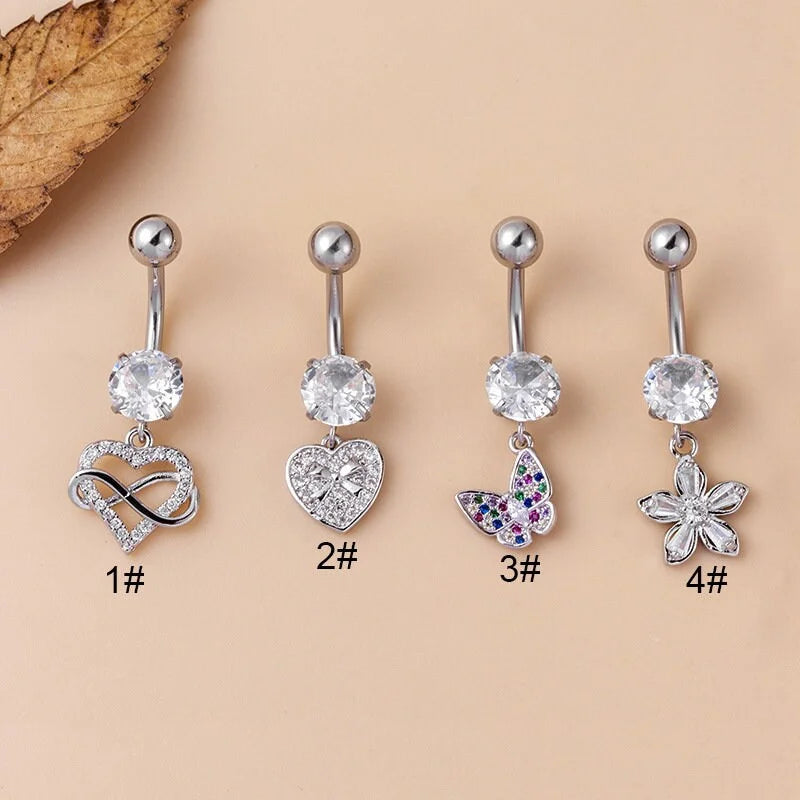 14G Silver Butterfly Belly Button Rings for Women - Surgical Steel Belly Piercing Jewelry | Perfect for Navel Piercing, Belly Rings, and Body Jewelry Gifts