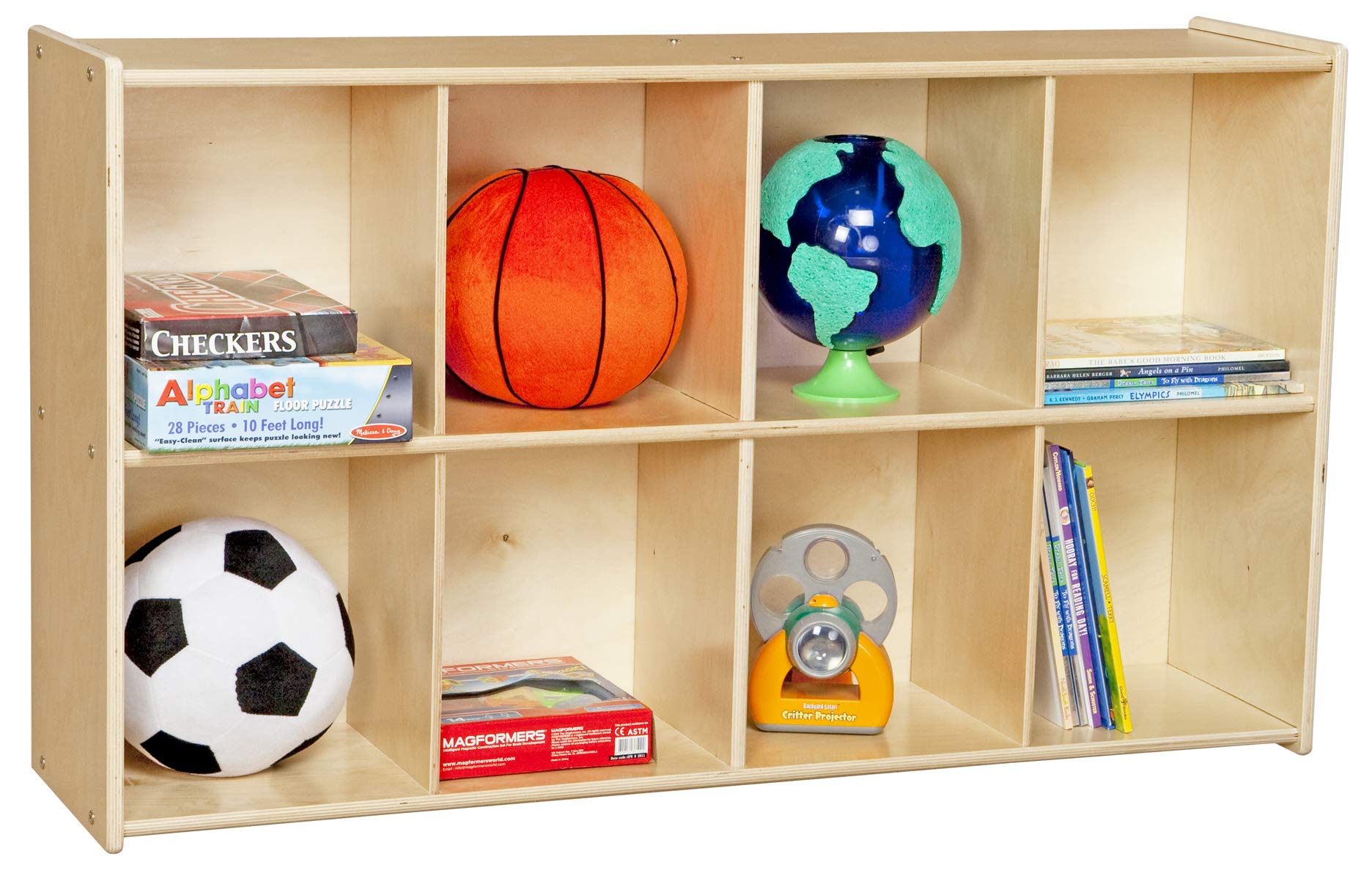 Contender Birch 8-Cubby Storage Unit - Montessori Cube Locker Shelf for Organizing Backpacks, Toys & Books - 2-Tier Shelving Unit for Classroom, Living Room or Office - Perfect for Kids' Room, Playroom & Home Organization