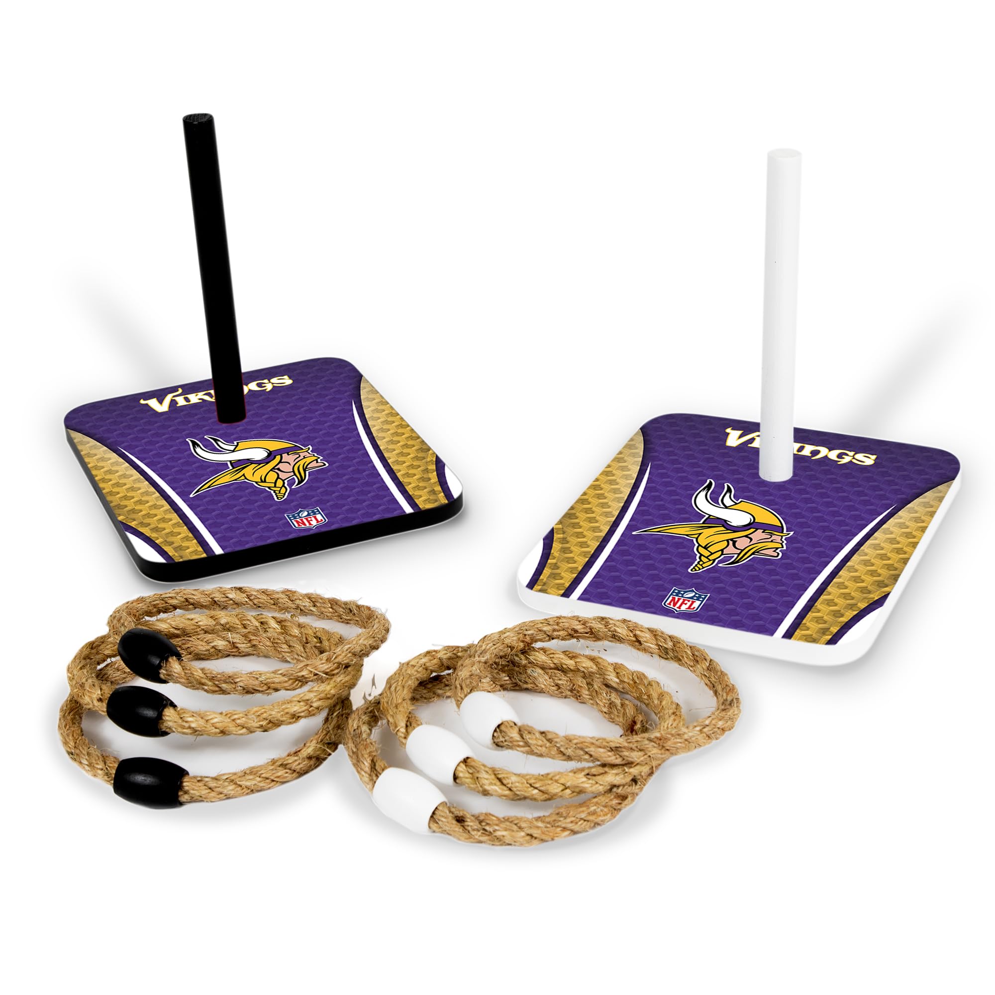 Premium Solid Wood NFL Quoits Set with HD Team Logos - Official Tailgate Ring Toss Game - Perfect Gift for Football Fans - Outdoor Family Games for Beach, Backyard & Parties