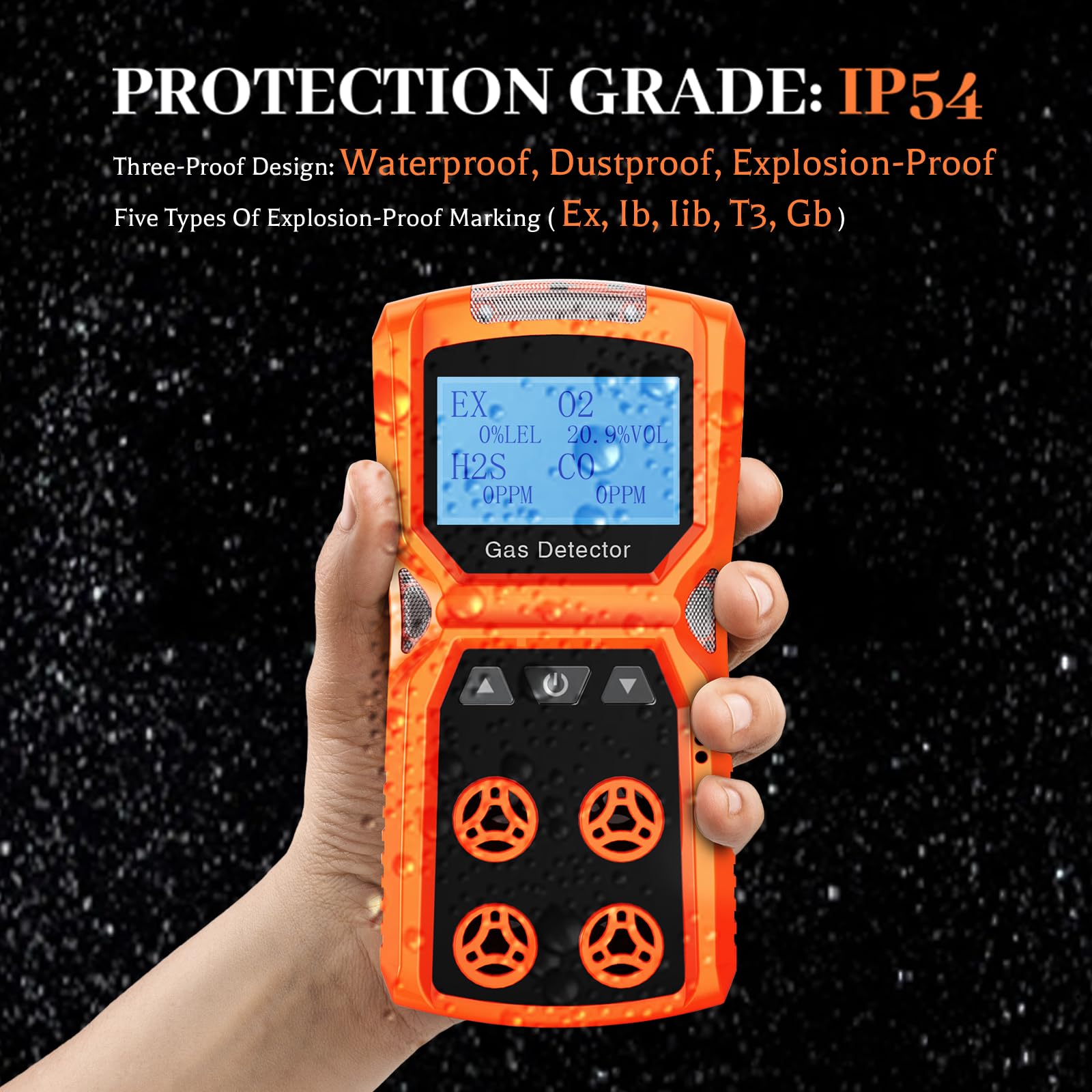 4-in-1 Portable Gas Detector for CO, H2S, O2 & LEL Monitoring with Vibration, Visual & Audible Alarms | 18-Hour Rechargeable Battery | Home, Workplace & Industrial Safety Device for Confined Spaces, Construction Sites & Oil Rig Safety