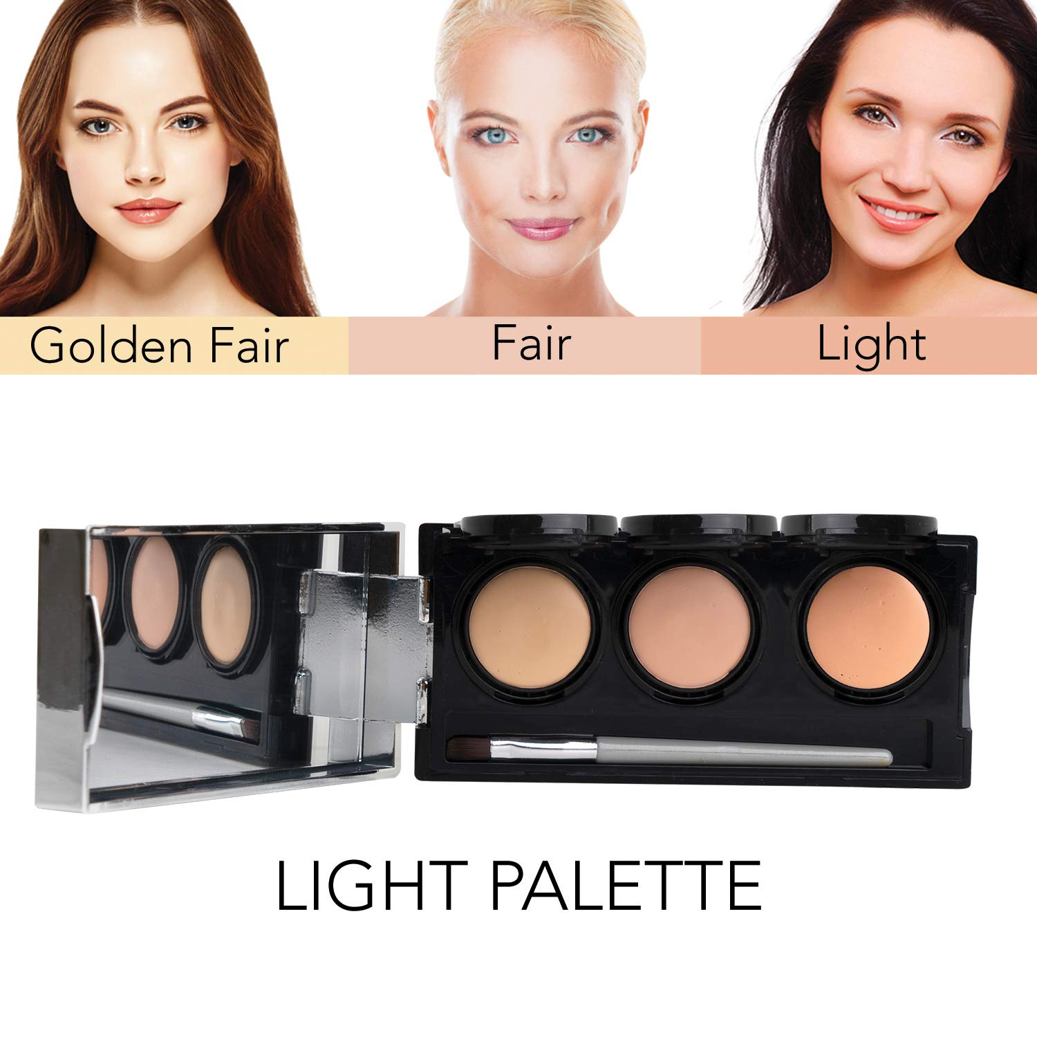 Dermaflage Waterproof Concealer Palette - 3 Colors Bruise Concealer Cream with Brush for Dark Circles, Scars & Tattoos | Long-Lasting Full Coverage Makeup for Daily Use & Special Occasions