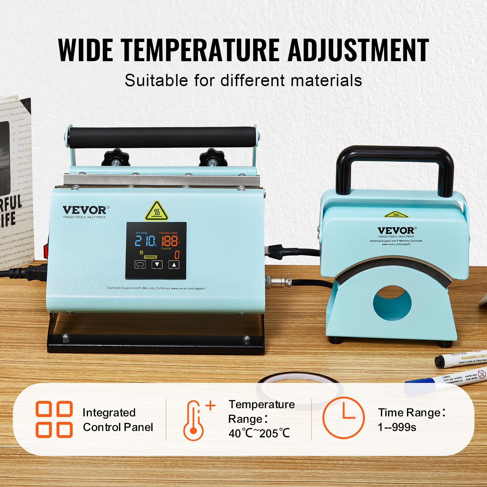 VEVOR 2-in-1 Tumbler & Hat Heat Press Machine for Sublimation - Digital Temperature Control for 11-30oz Mugs & Caps - Perfect for DIY Custom Drinkware & Hat Printing at Home or Small Business