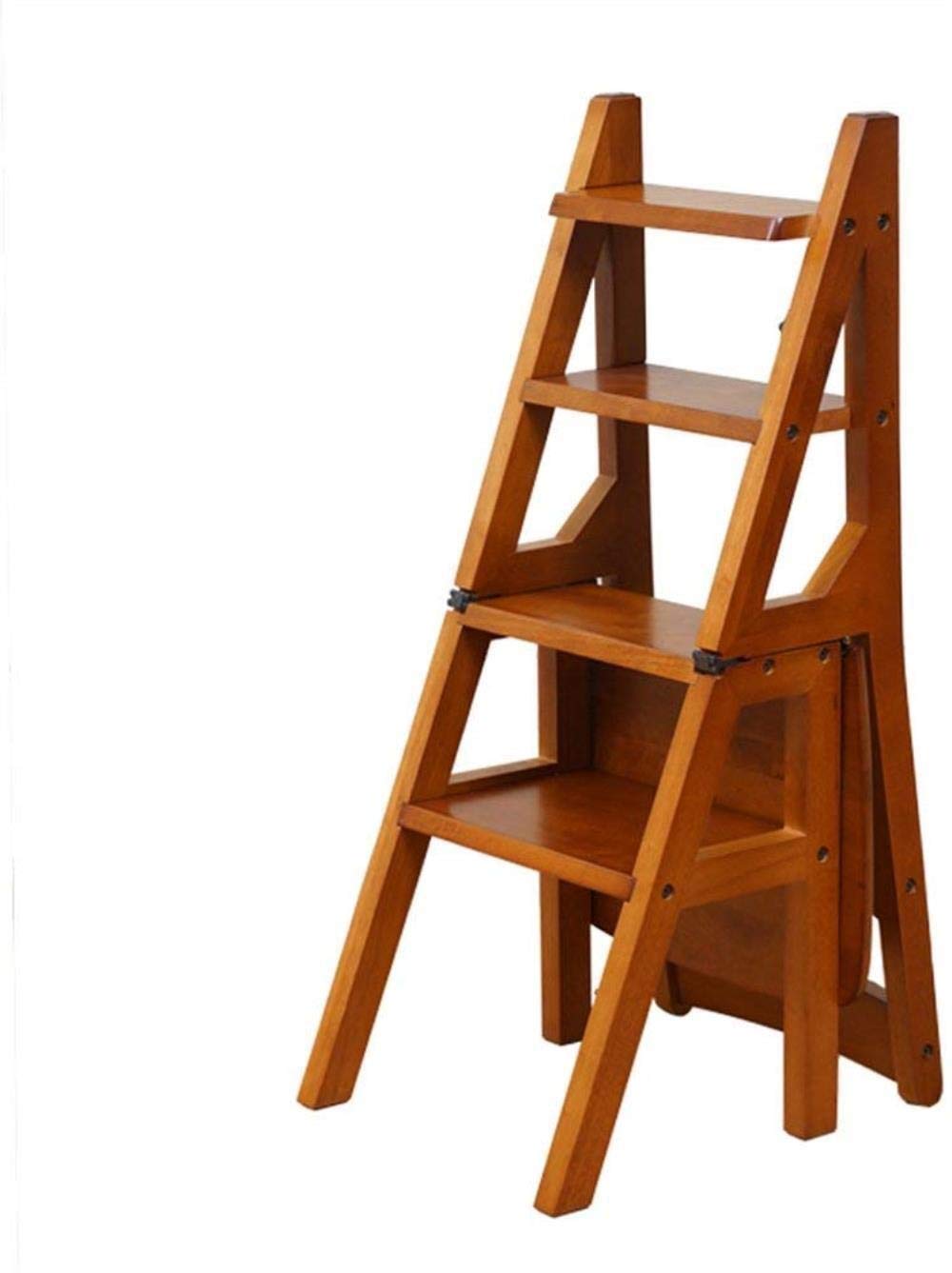 Solid Wood Folding Step Stool for Home - American Style Multi-Purpose Ladder Chair for Indoor Use, Climbing, Flower Stand & Shelf - Compact & Space-Saving Design for Kitchen, Bathroom, Bedroom & Kids Room