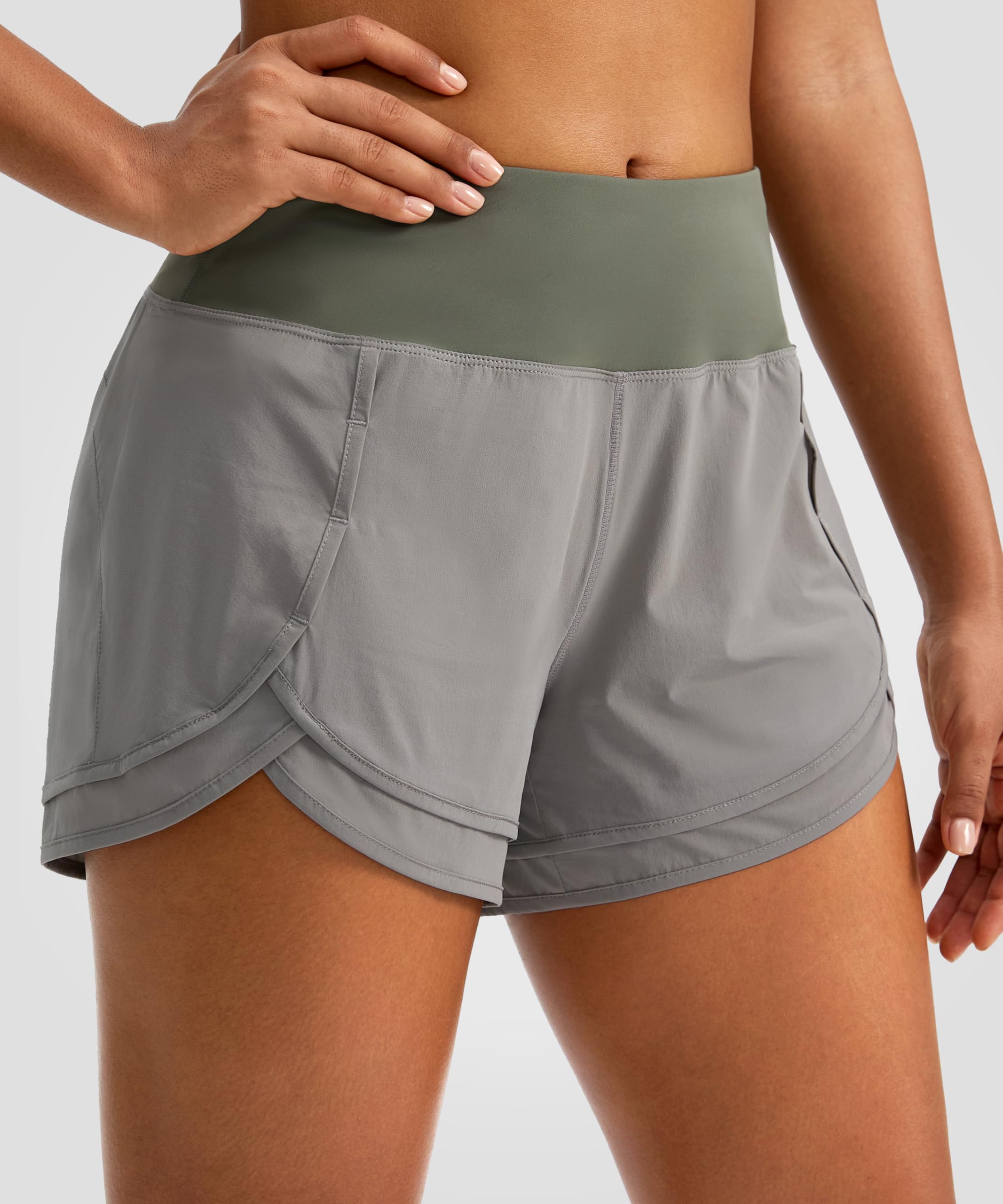 High Waisted Running Shorts for Women - 3 Inch Quick-Dry Gym Workout Athletic Shorts with Zipper Pocket - Perfect for Jogging, Yoga & Outdoor Sports