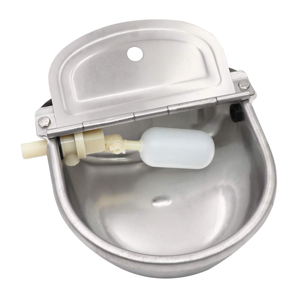 Automatic Stainless Steel Water Bowl with Float Valve - Livestock Water Trough for Dogs, Goats, Pigs - Durable Pet & Farm Animal Waterer for Outdoor, Barn, Pasture Use
