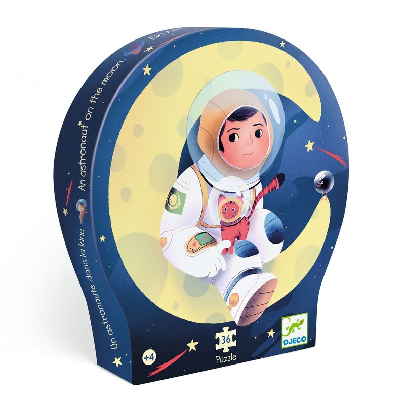 Astronaut on the Moon Silhouette Puzzle by Djeco - 100 Piece Space-Themed Jigsaw for Kids & Adults - Perfect for Educational Play, Classroom Activities & Family Game Night