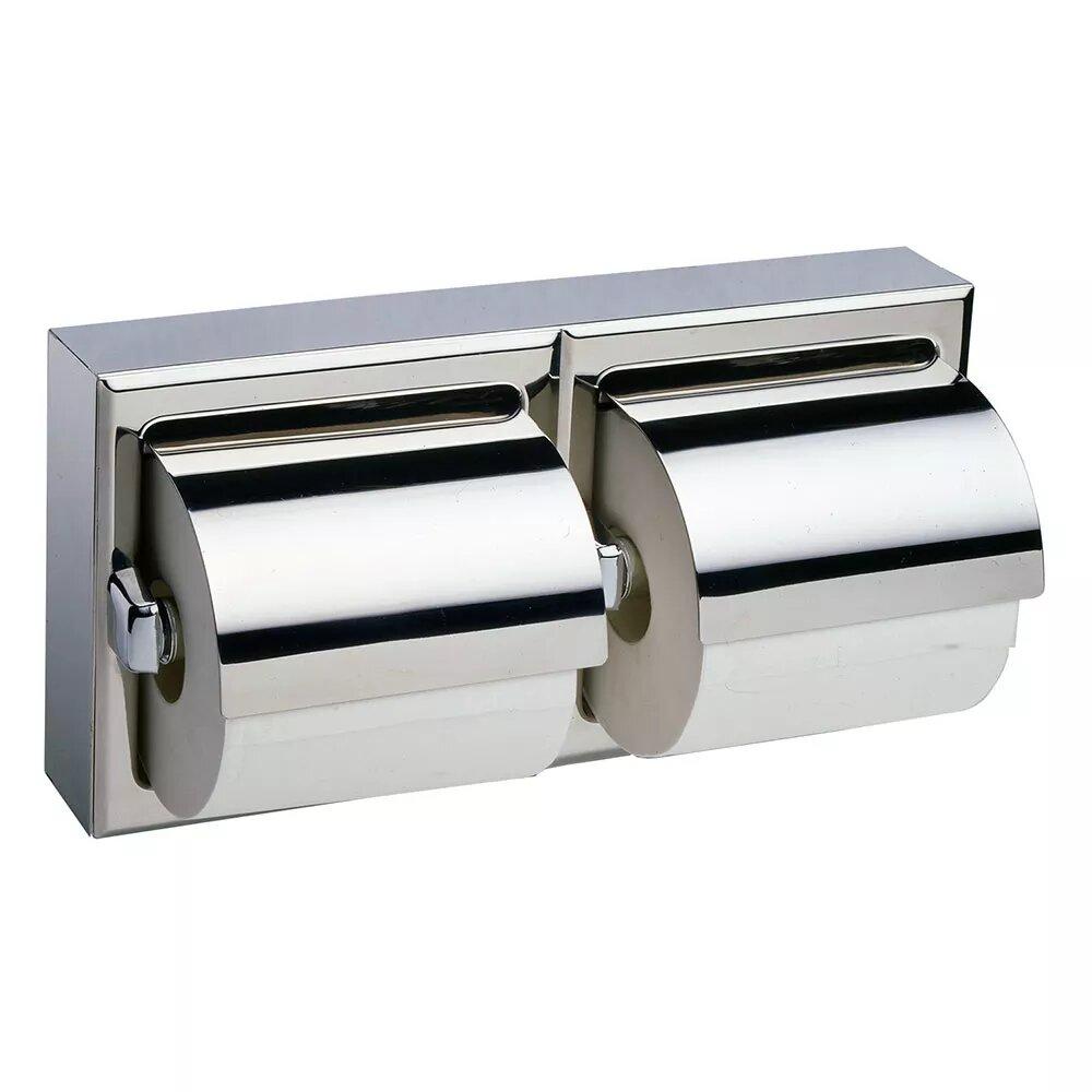 Bobrick B6999 Commercial Toilet Paper Dispenser with Hood - Dual Roll, Surface Mounted for Restrooms, Offices & Public Spaces