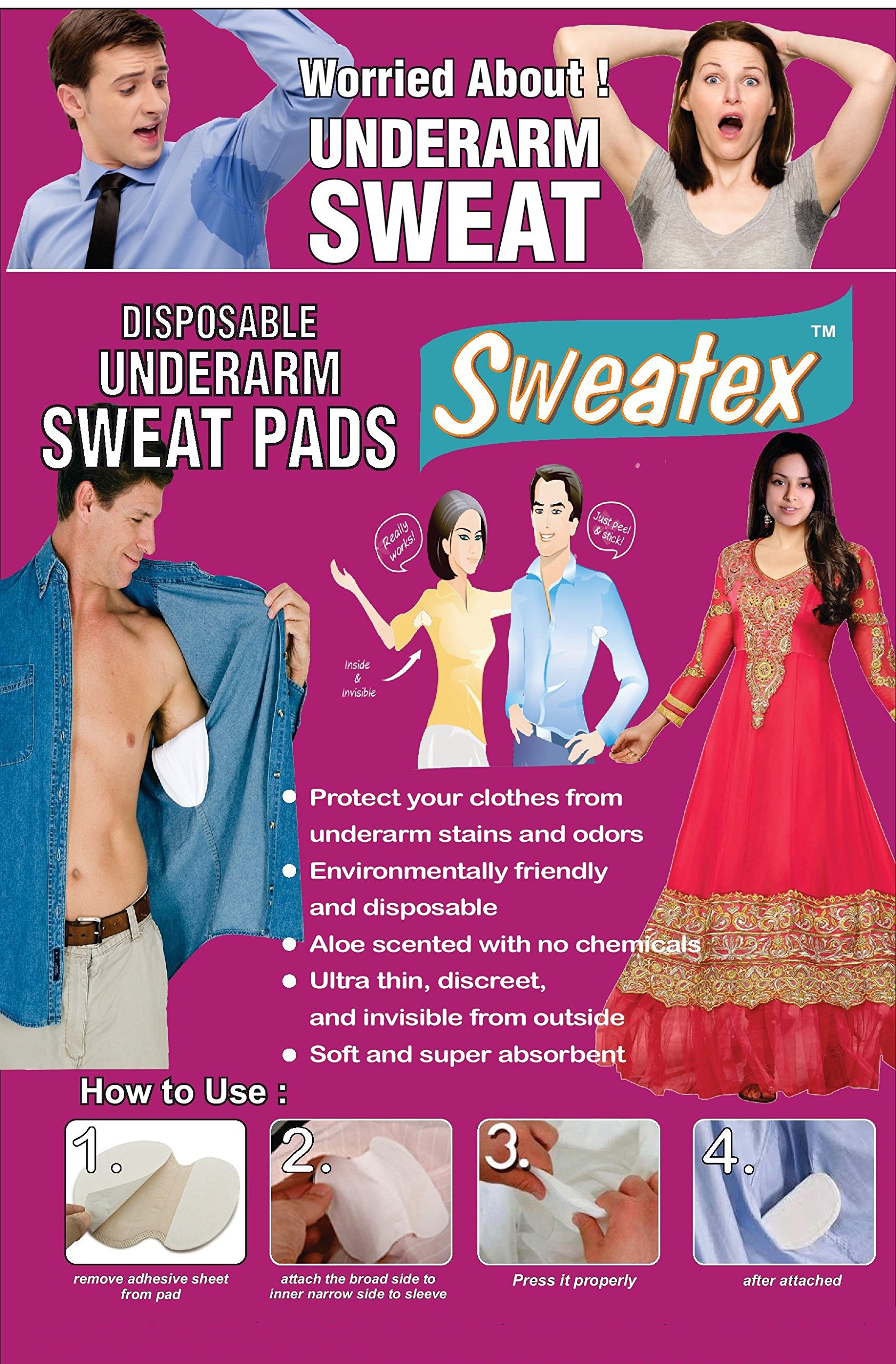 SWEATEX Disposable Underarm Sweat Pads - 12 Pack Combo | Odor Protection & Sweat Absorption | Perfect for Workouts, Business Attire & Hot Weather