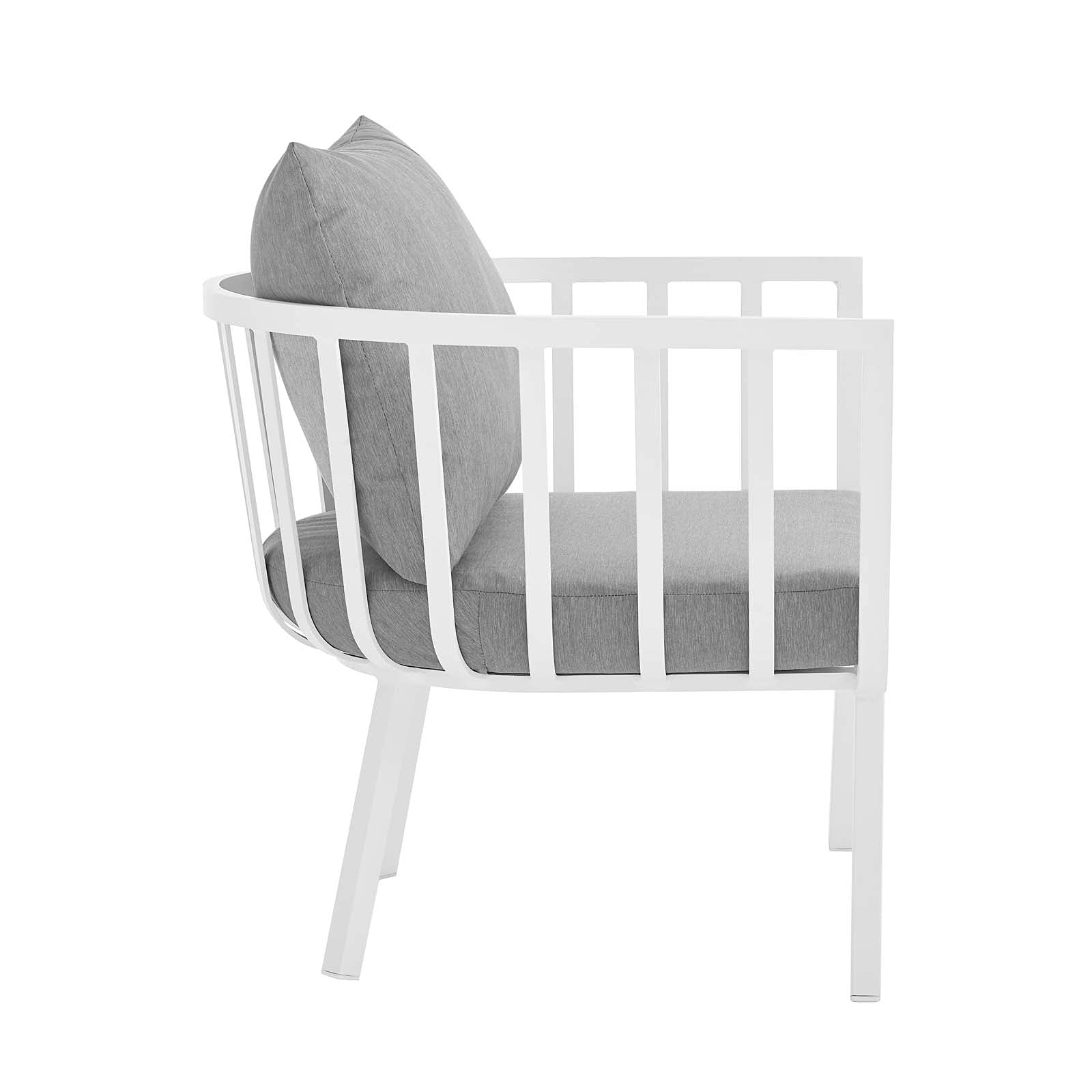 Modway Riverside Outdoor Patio Armchair - Water-Resistant White Gray Wicker Lounge Chair for Backyard, Poolside & Garden Relaxation