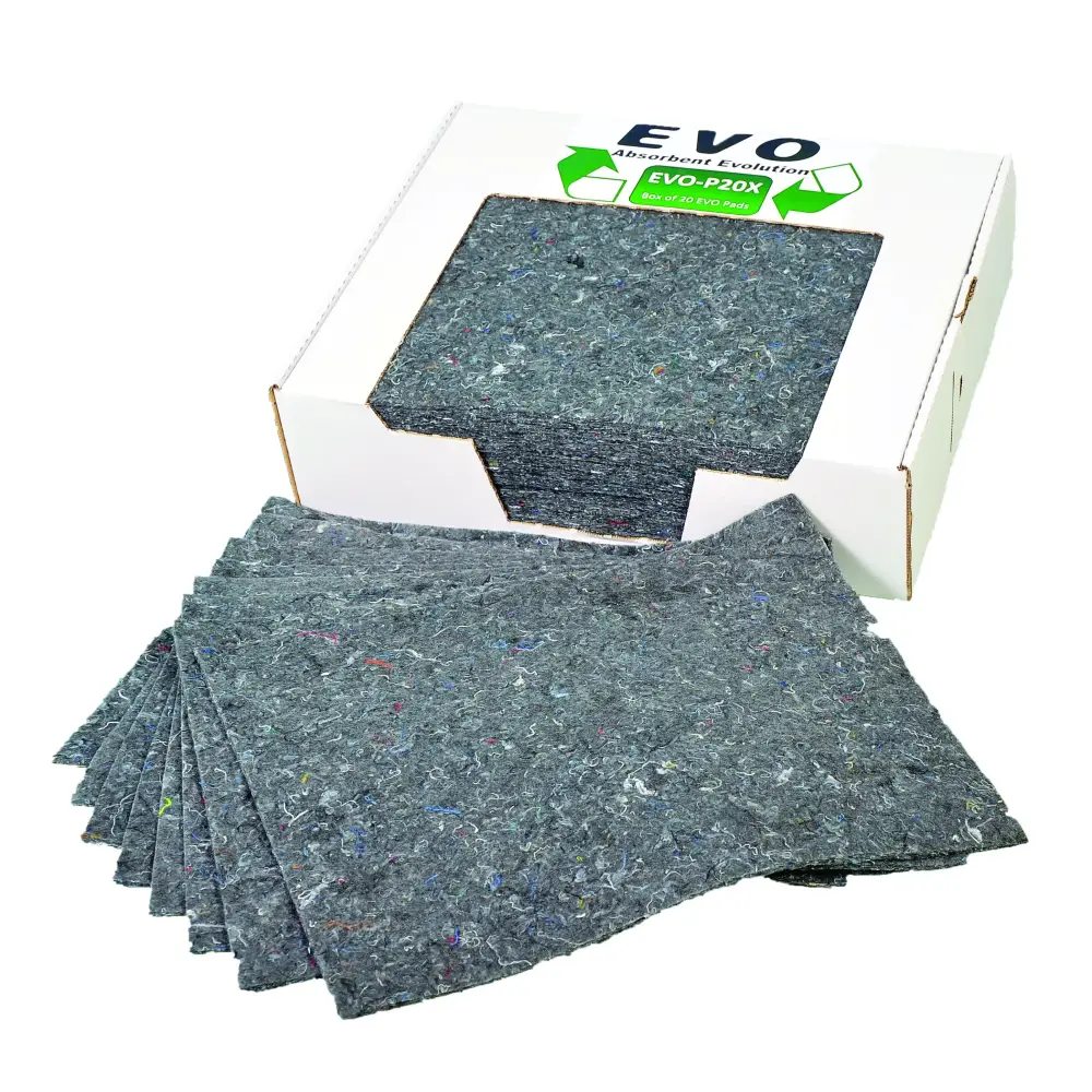 EVO Recycled Absorbent Pads - Eco-Friendly Spill Control for Oil, Chemicals & Water - Ideal for Garages, Workshops & Industrial Use