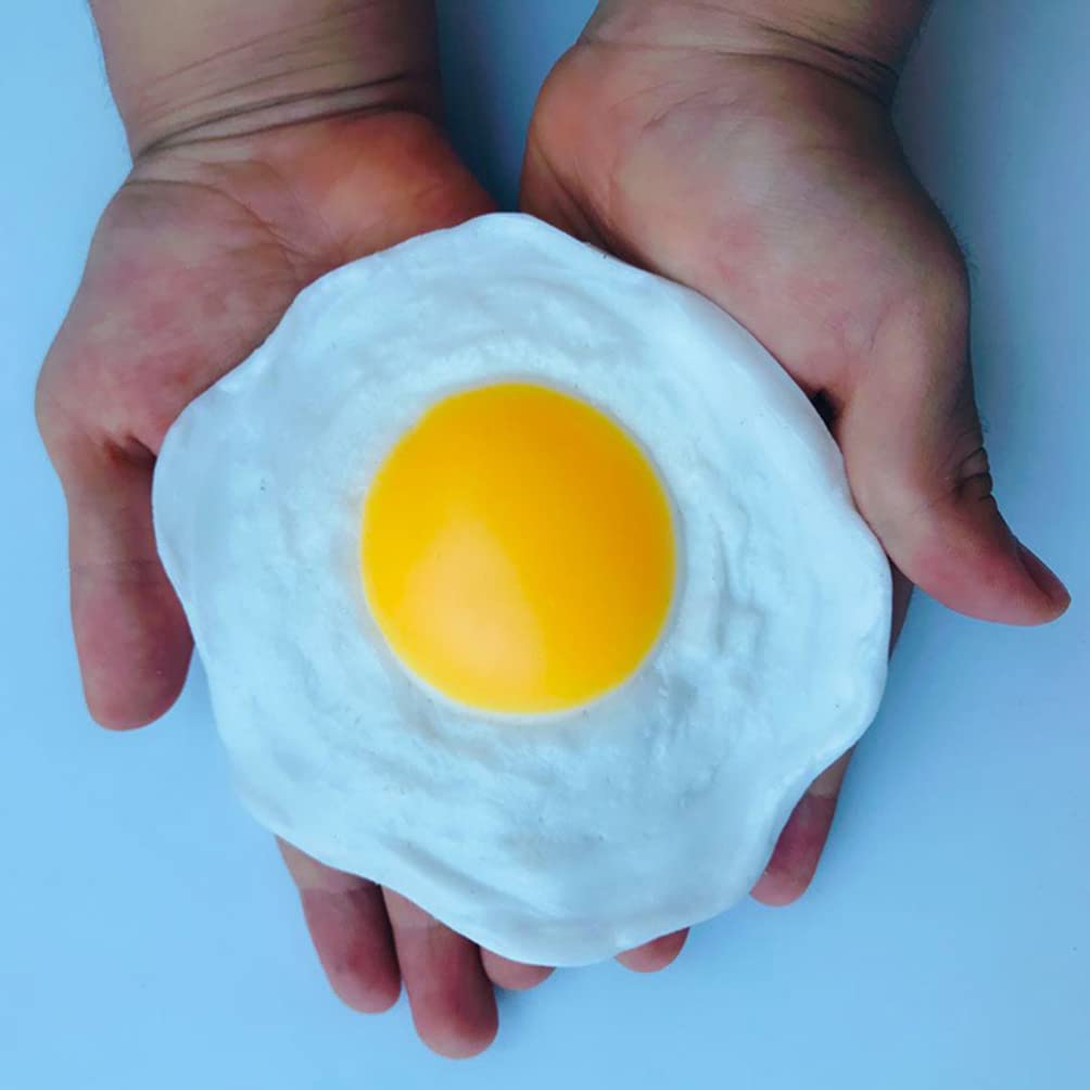 STOBOK 4pcs Realistic Fake Fried Egg Toy - Simulated Poached Eggs for Kids, Squeeze Stress Relief & Pretend Play - Perfect for Kitchen Role Play, Party Favors & Sensory Toys