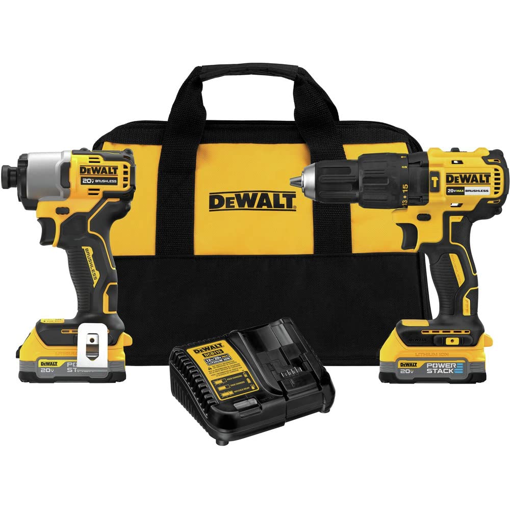 DEWALT 20V MAX* Brushless 2-Tool Combo Kit with POWERSTACK Batteries (DCK276E2) - Perfect for Professional Contractors & DIY Home Improvement Projects