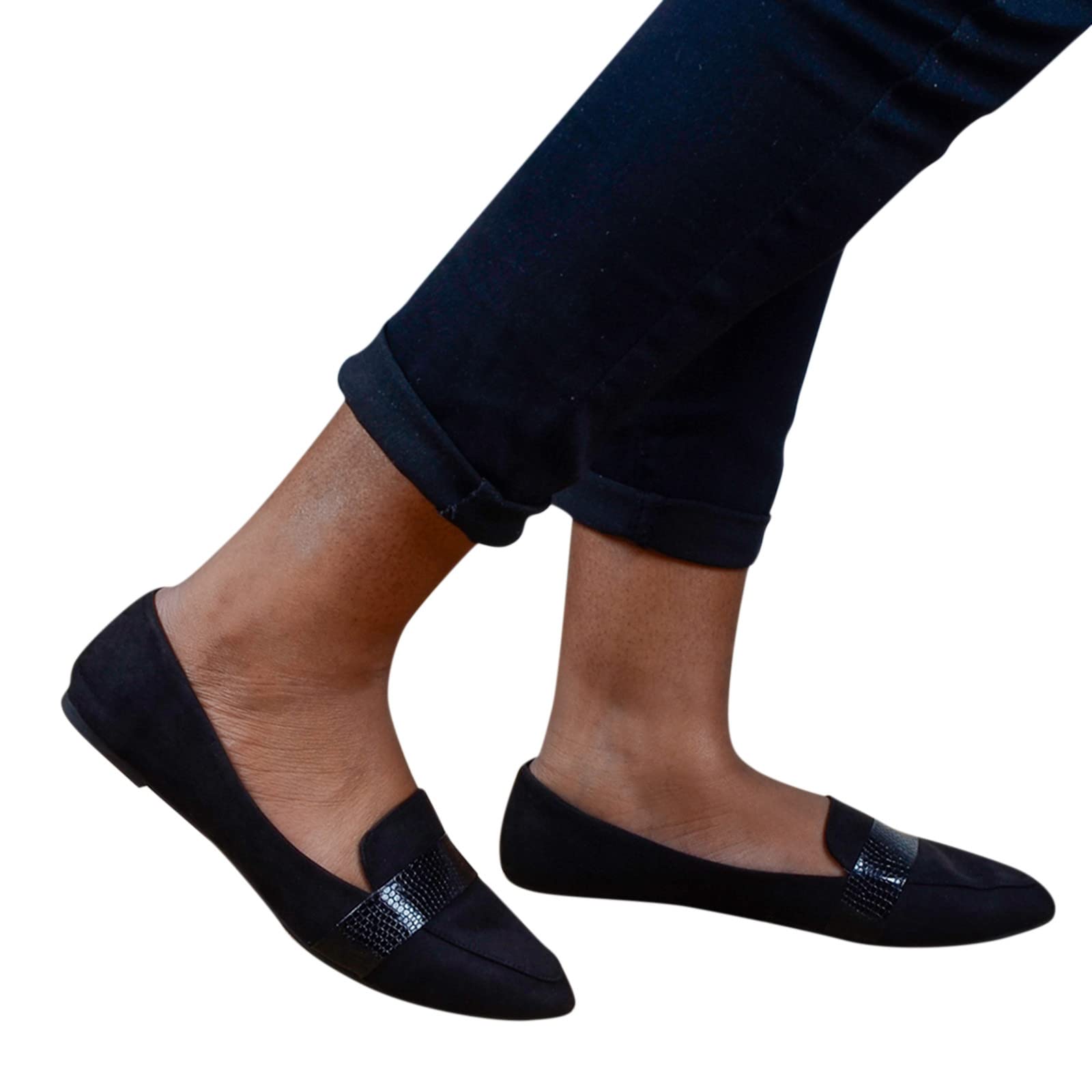 Aniywn Women's Slip On Loafers - Comfortable Pointed Toe Ballet Flats for Work & Driving - Faux Suede Casual Shoes for Office, Travel & Everyday Wear