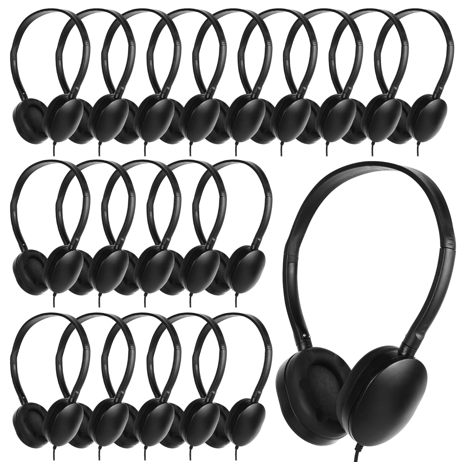 30 Pack Kids Headphones Bulk - Classroom Headphones for Students, Teens & Adults - Noise Reducing School Earphones Wholesale Set (Black) - Perfect for Online Learning, School Computer Labs & Study Sessions