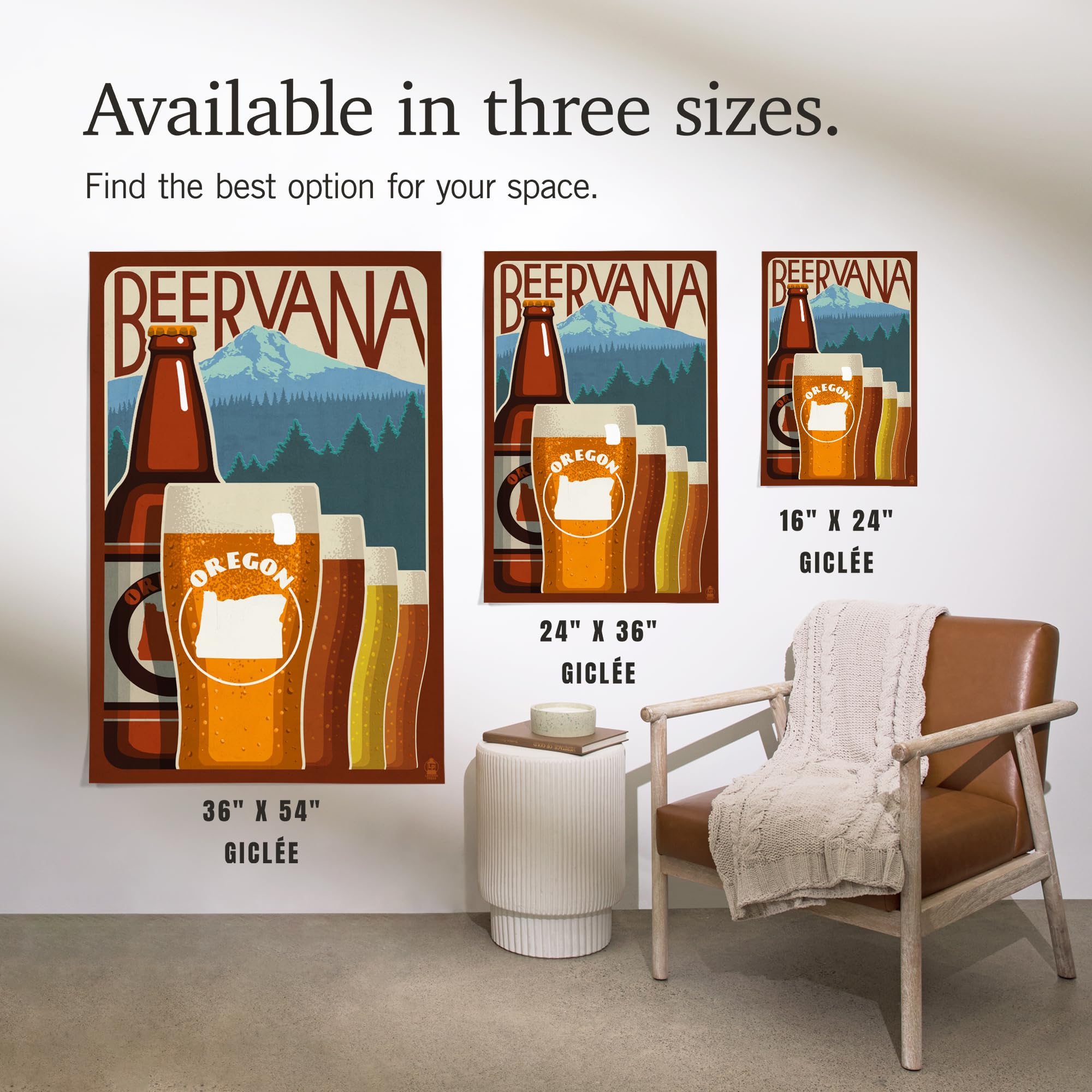 Lantern Press 16x24 Inch Giclee Art Print Wall Decor - Oregon Beervana Landscape Painting - Premium Canvas Artwork for Living Room, Bedroom & Office Decoration