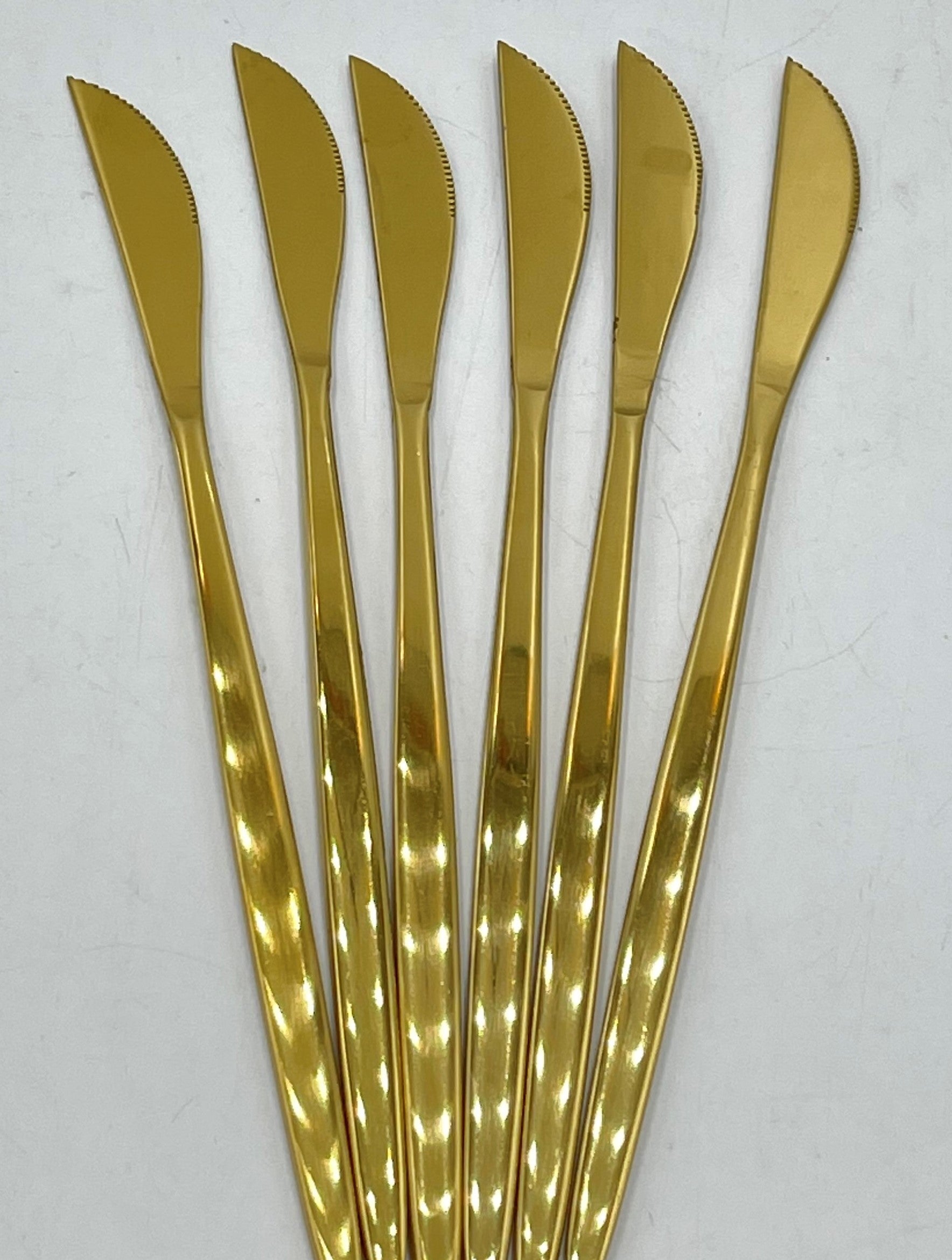 6-Piece Gold Dinner Knife Set - Elegant Stainless Steel Cutlery for Formal Dining, Parties & Special Occasions